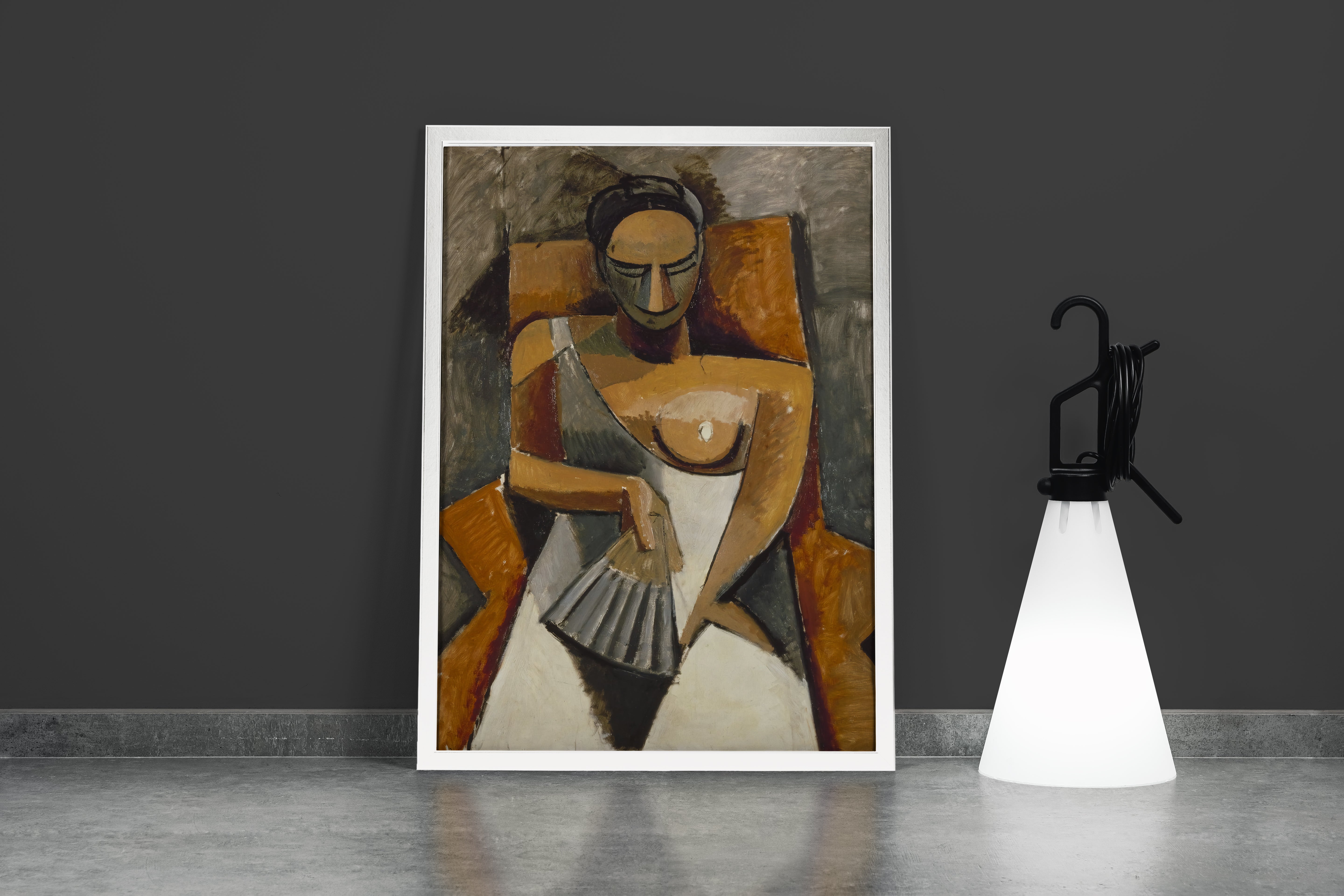 Pablo Picasso Yelpazeli Kadın Kübist Portre Kanvas Tablo