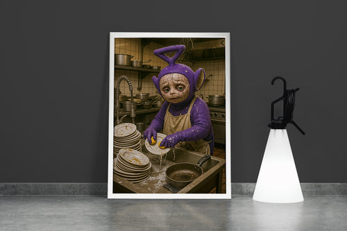 ai creation, dishwashing teletubbies model 1, ai art, art, kanvas tablo