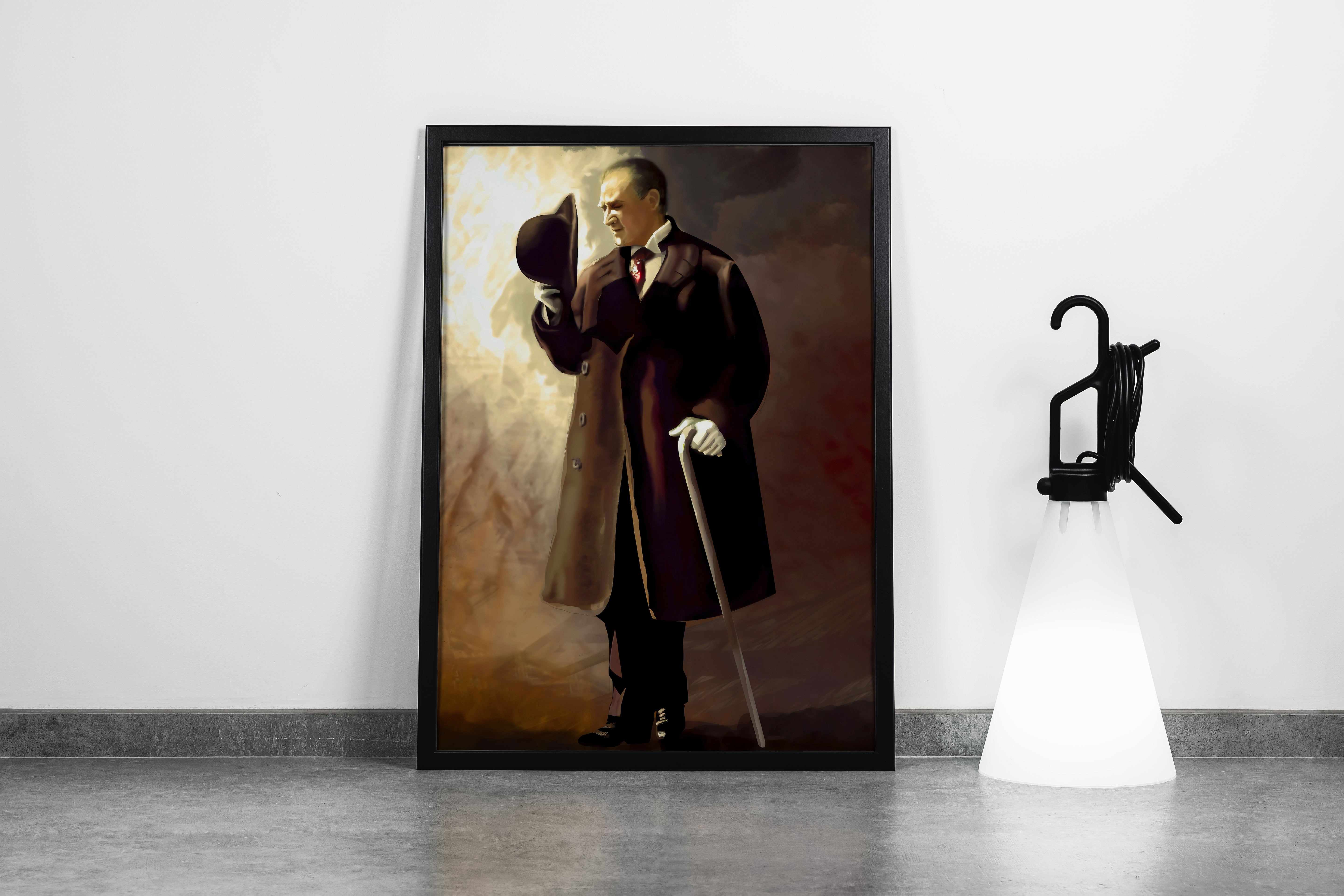 Atatürk taking off his hat, art, kanvas tablo