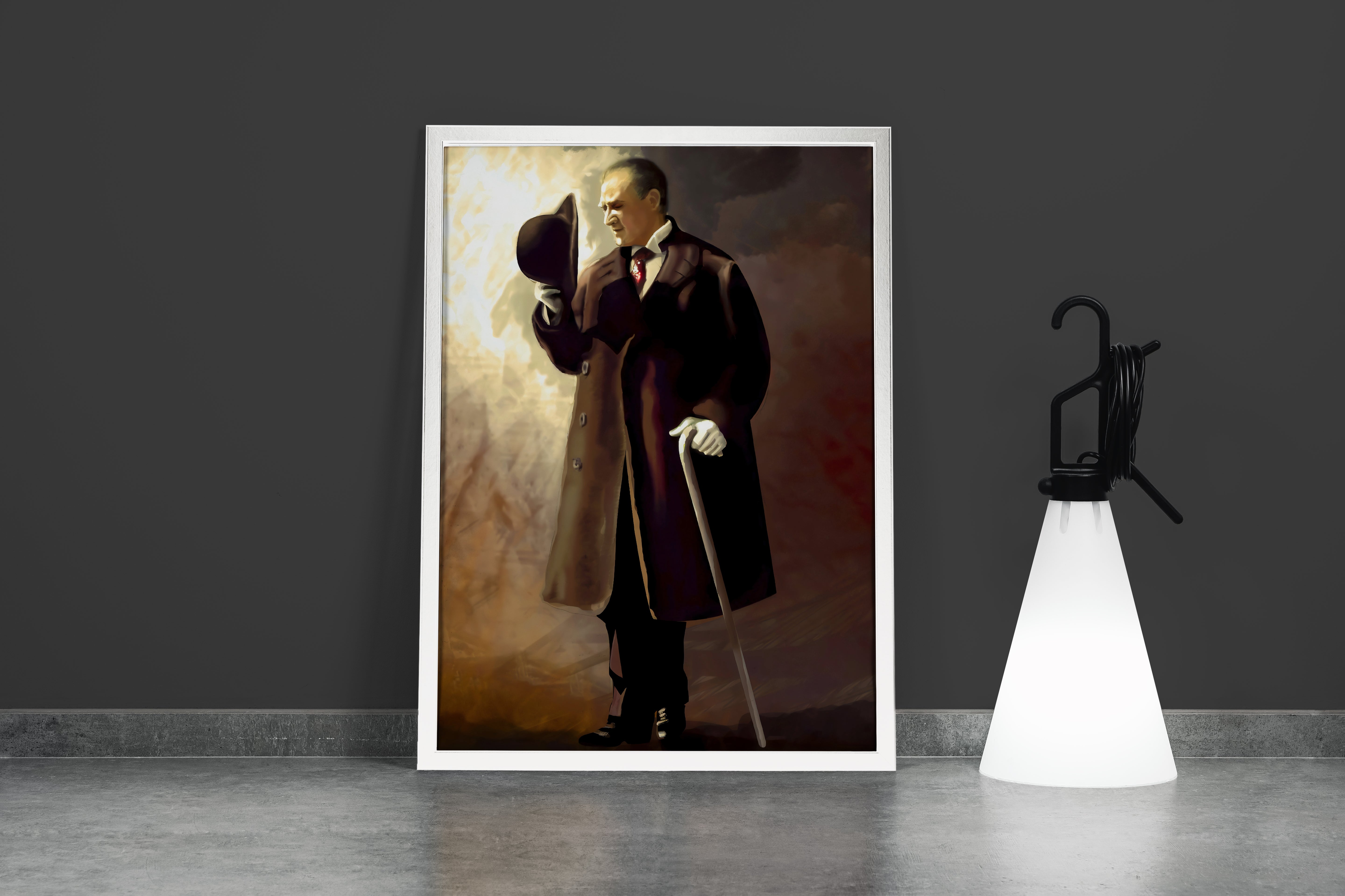 Atatürk taking off his hat, art, kanvas tablo
