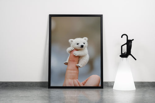 ai creation, baby doll model 6, kid, cute bear on finger, ai art, art, kanvas tablo