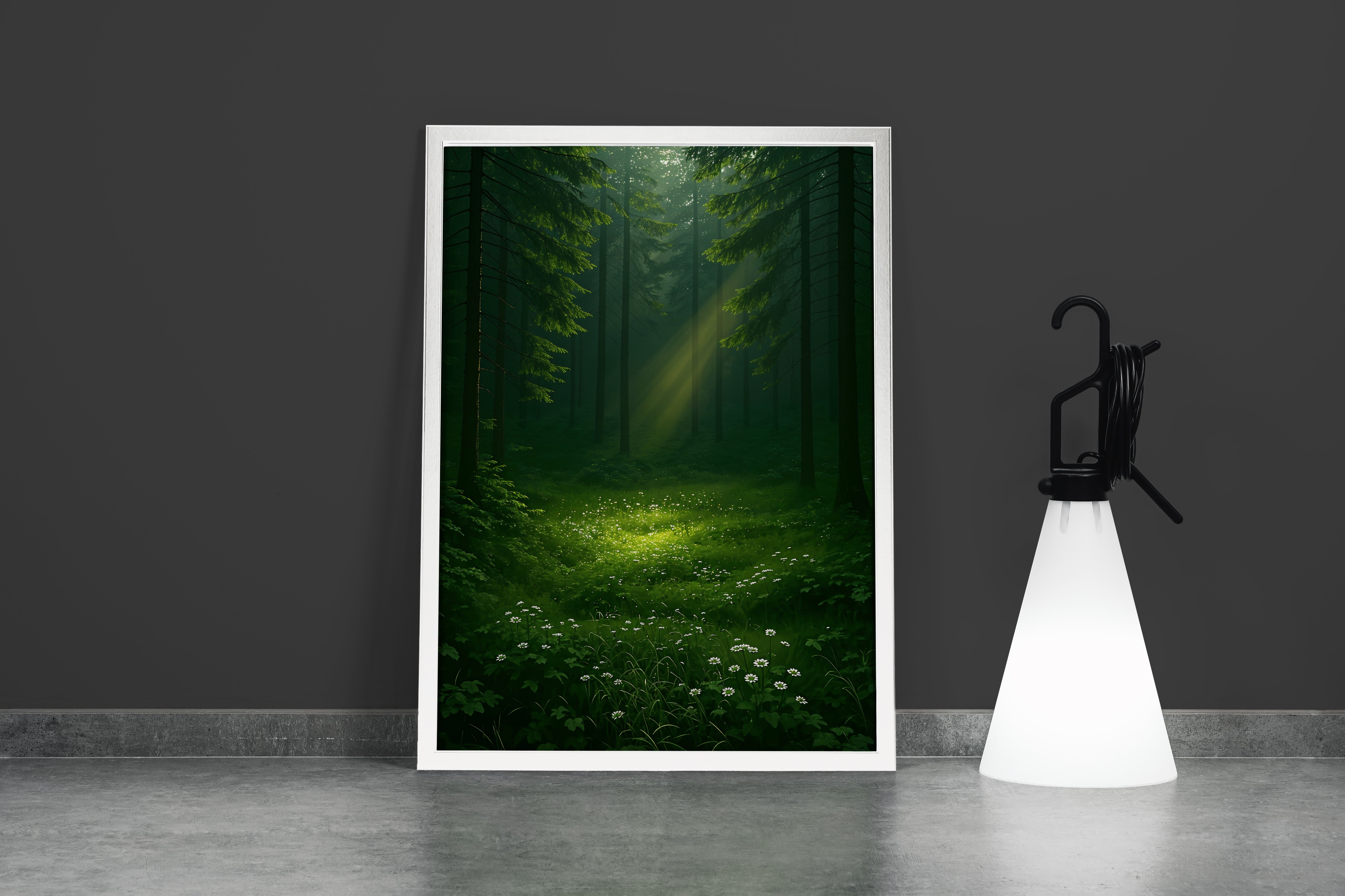 ai creation, a forest in very deep green tones, ai art, art, kanvas tablo