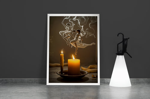 ai creation, women dancing with the smoke of burning candles, ai art, art, kanvas tablo