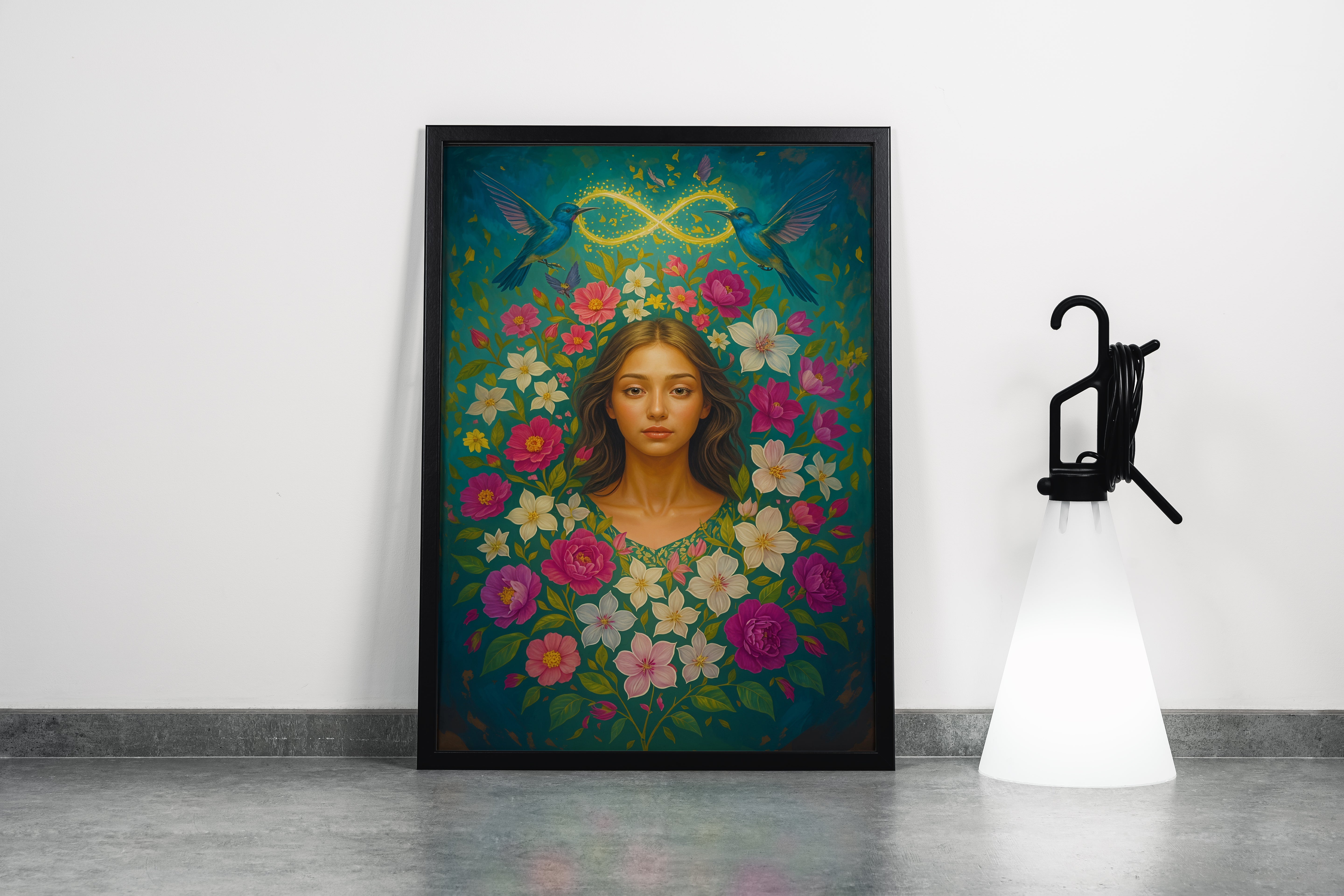 ai creation, woman wrapped in flowers, ai art, art, kanvas tablo