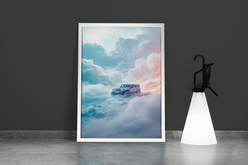 ai creation, white chip emerging from the clouds, ai art, art, kanvas tablo