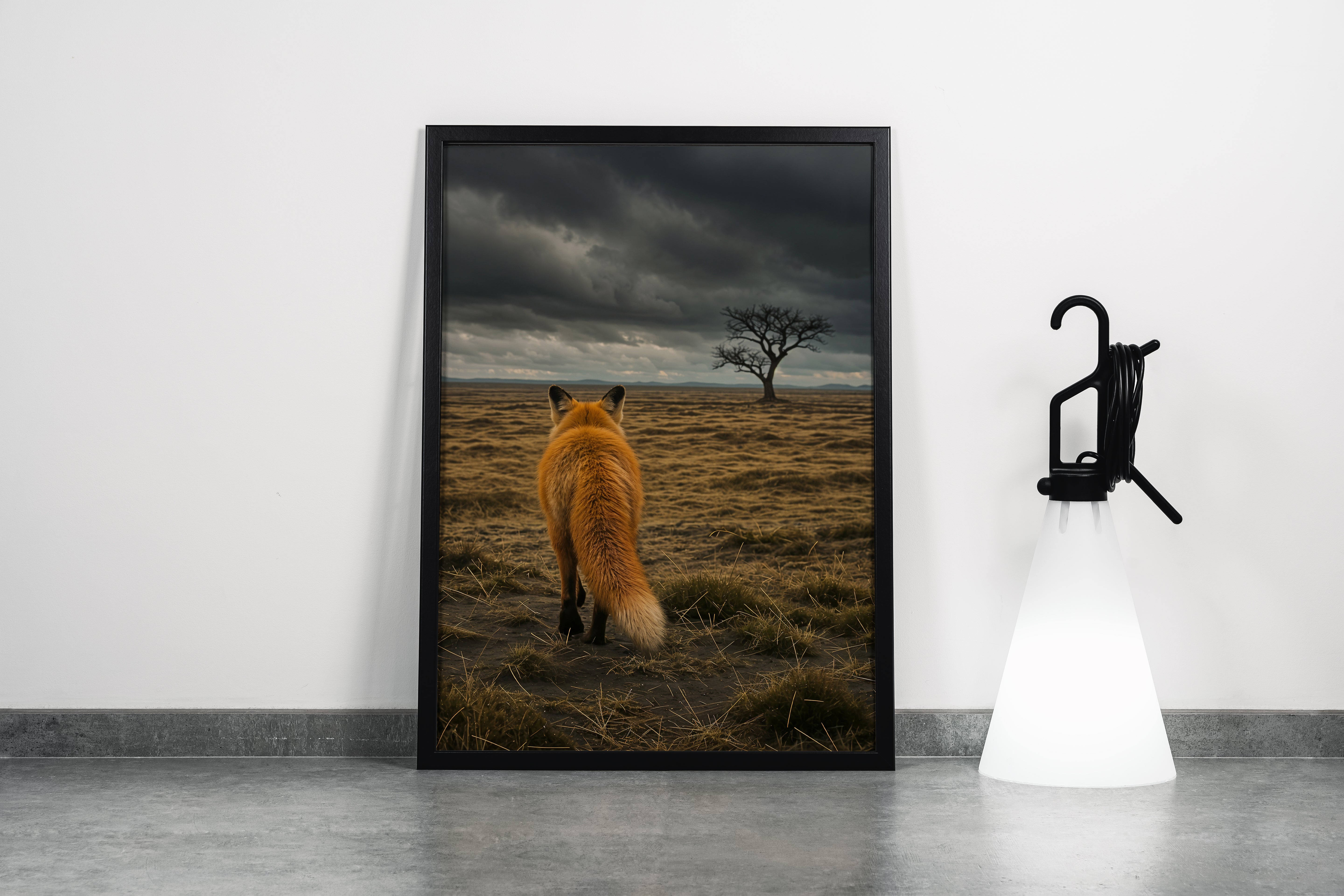 ai creation, the fox lost in the deserted forest and the depressed weather, ai art, art, kanvas tablo