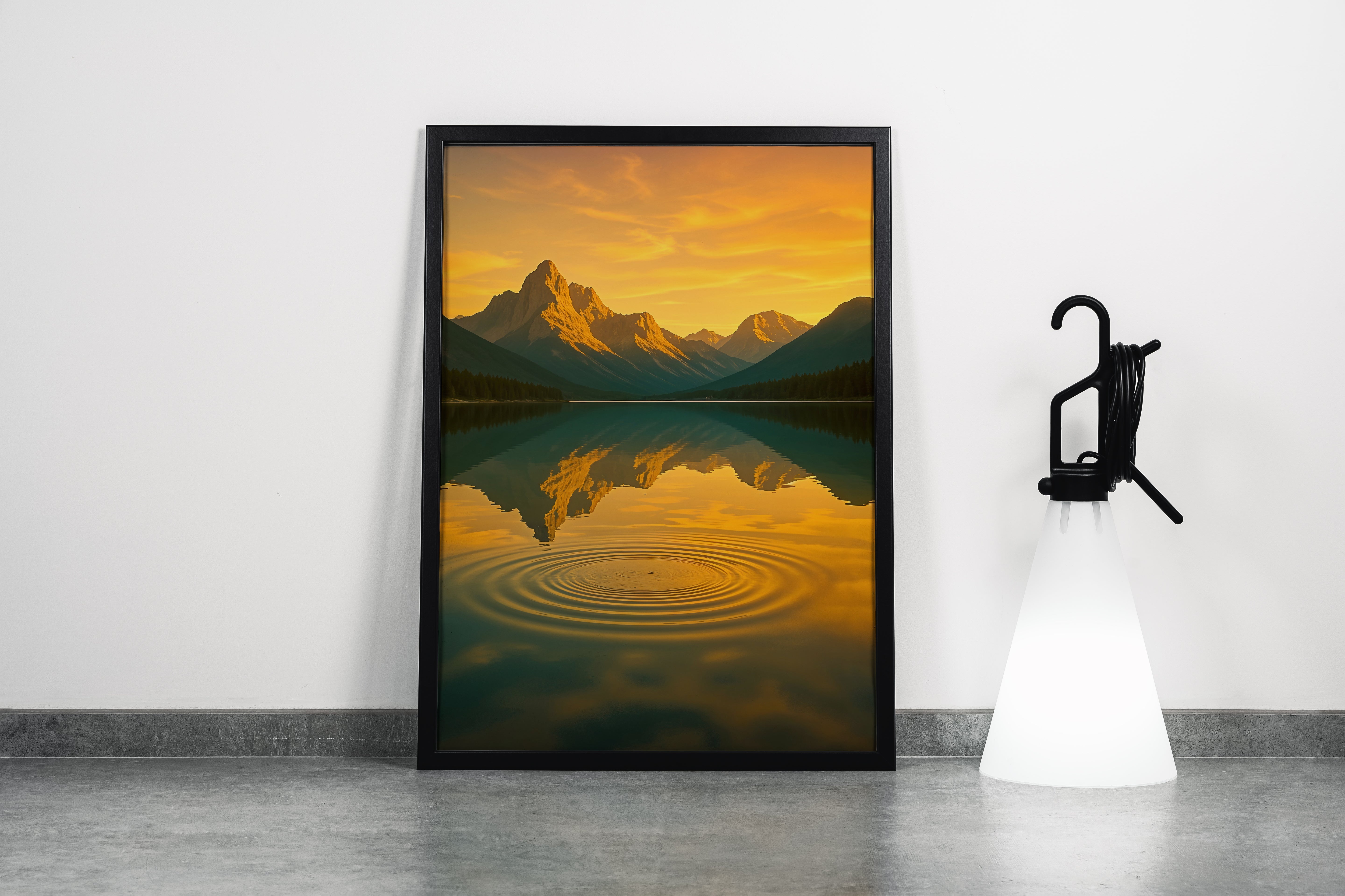 ai creation, mountain and river views, ai art, art, kanvas tablo