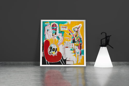 Jean-Michel Basquiat'nın Şehir Sanatı Başyapıtı Çocuk ve Köpek (Boy and Dog in a Johnnypump) Kanvas Tablo