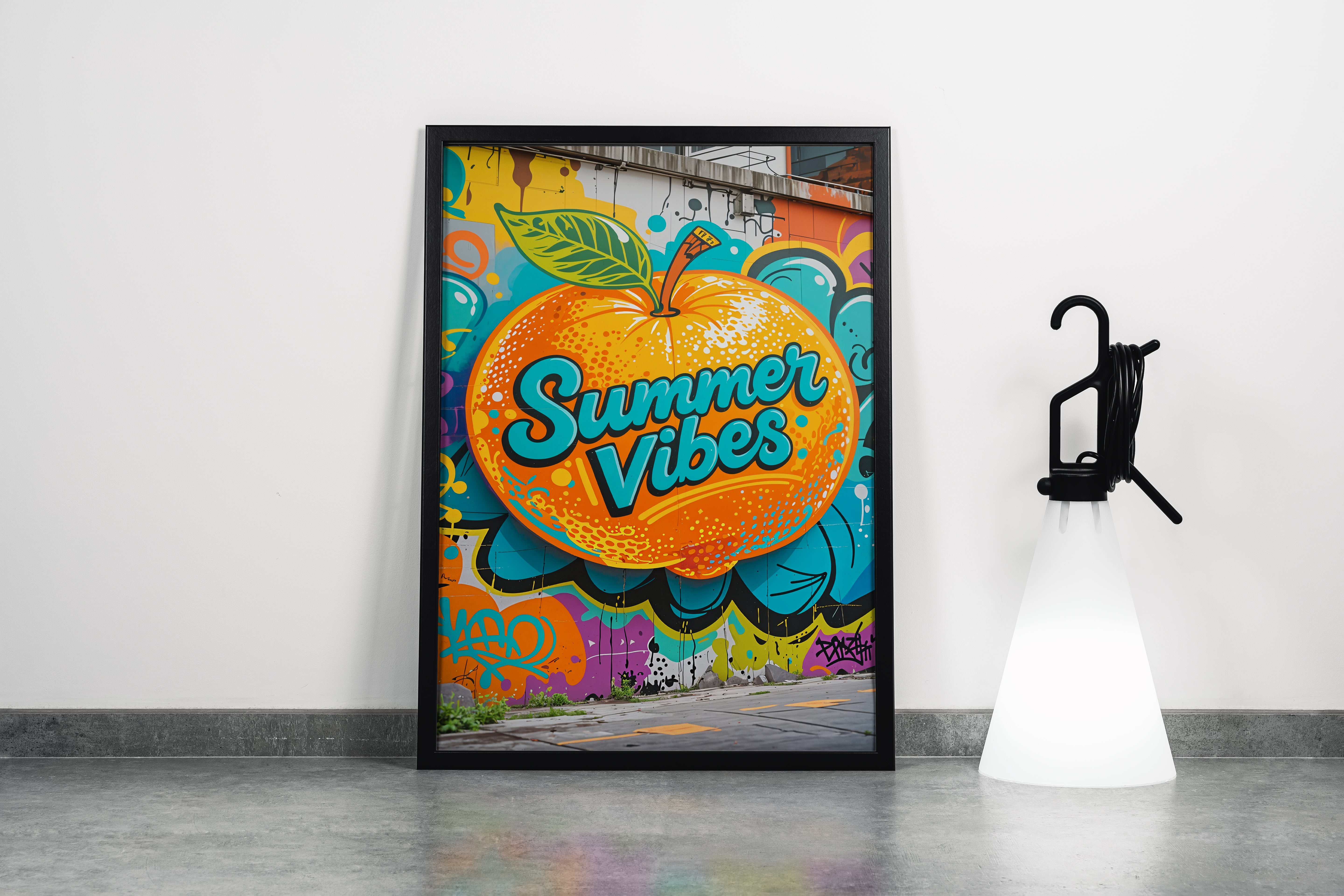 ai creation, summer vibes with graffiti, ai art, art, kanvas tablo