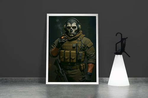 Call of Duty Modern Warfare'in İkonik Karakteri Simon "Ghost" Riley Kurukafa Maskeli Asker Kanvas Tablo