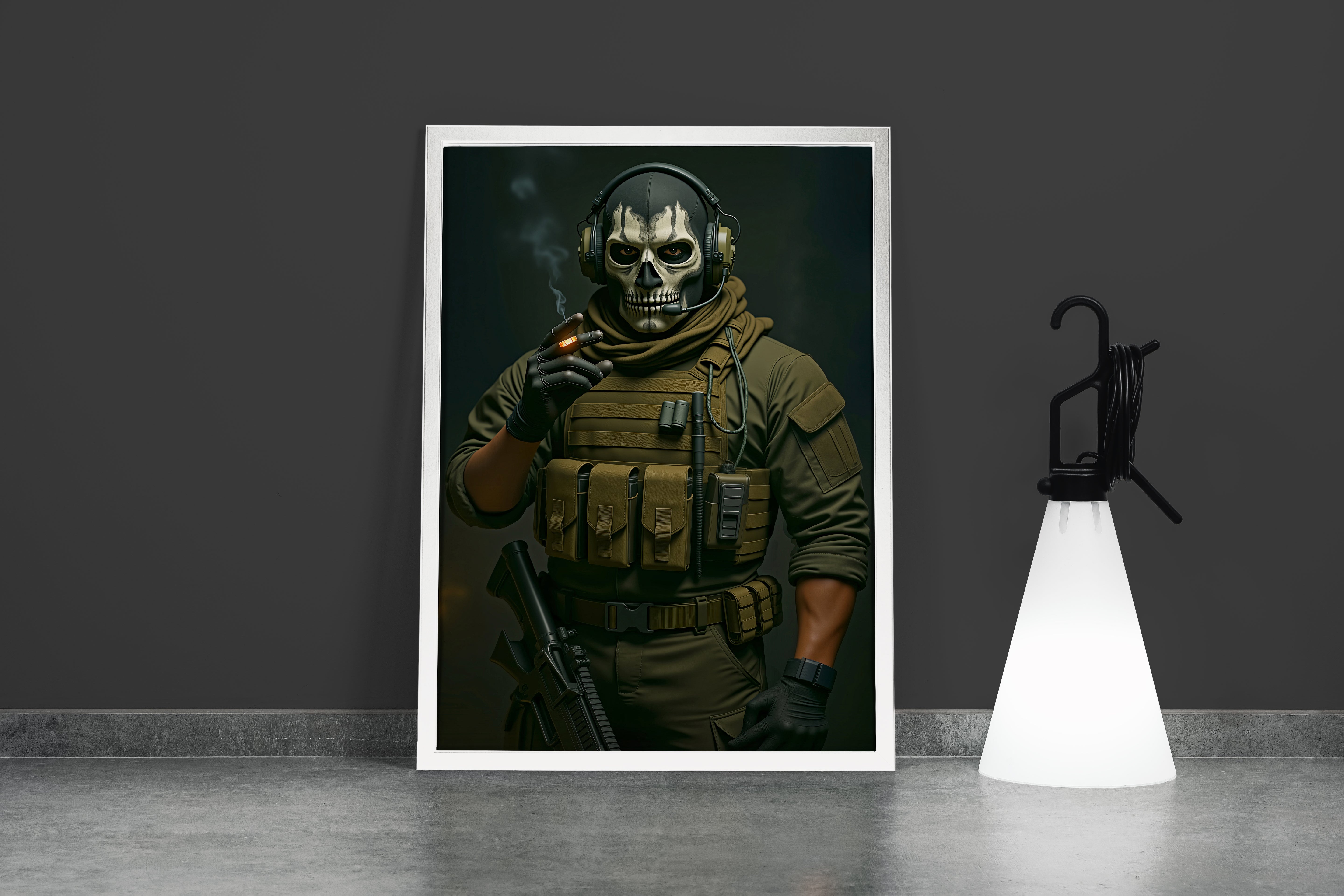 Call of Duty Modern Warfare'in İkonik Karakteri Simon "Ghost" Riley Kurukafa Maskeli Asker Kanvas Tablo