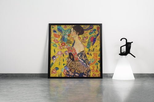 Gustav Klimt'in Son Başyapıtı Yelpazeli Kadın (Lady with a Fan) Art Nouveau Kanvas Tablo