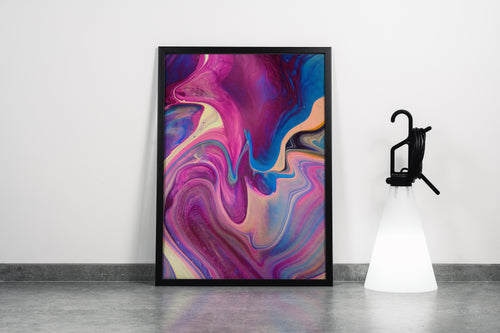 a beautiful fluid art abstract with mesmerizing swirls of purple, pink and blue paint, abstract, art, kanvas tablo