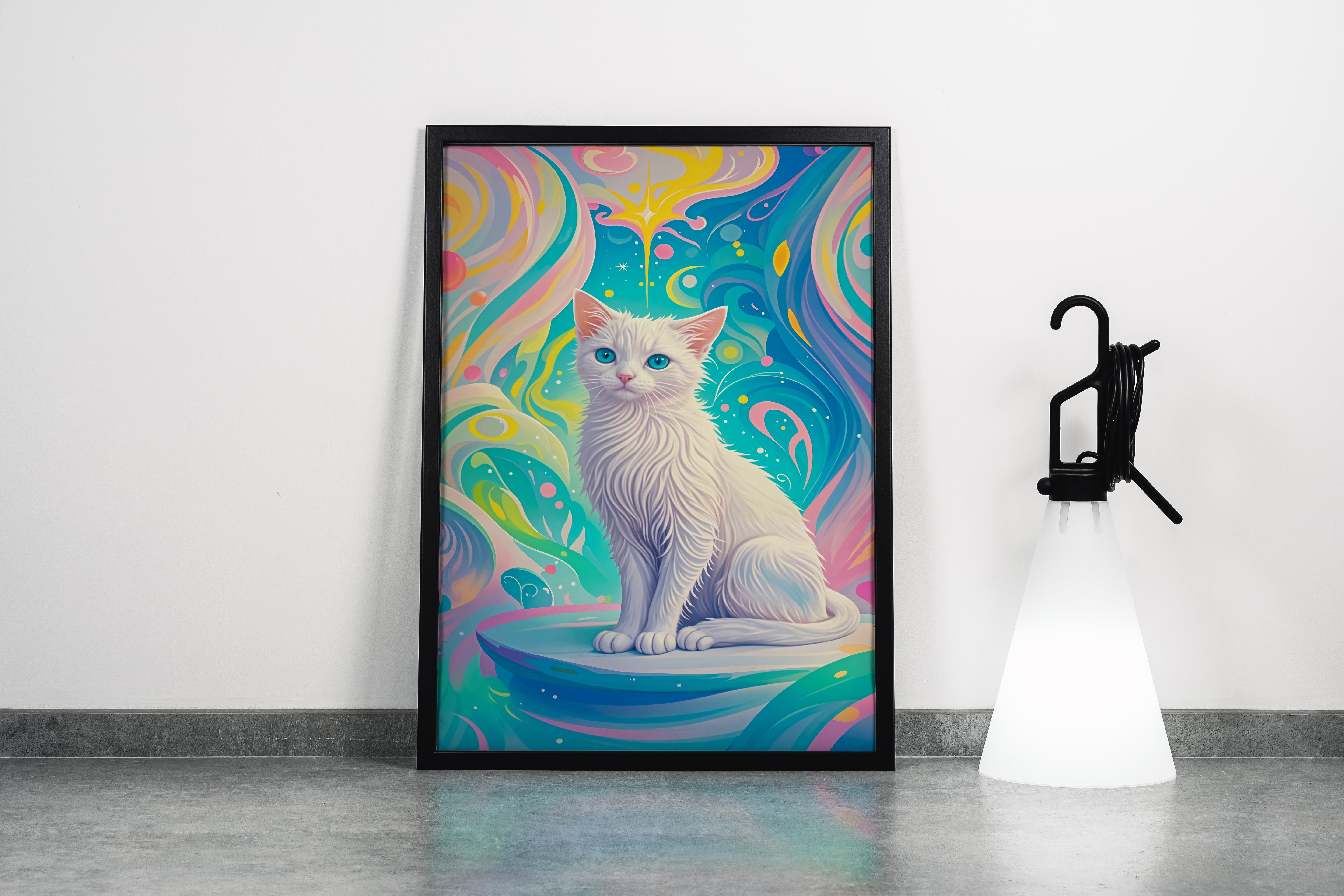 ai creation, Monet style white cat, pet, ai art, art, kanvas tablo