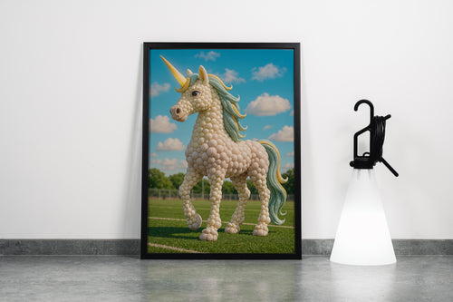 ai creation, white bead motif unicorn, ai art, art, kanvas tablo