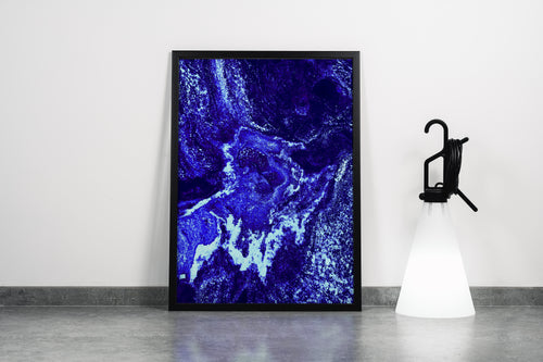 a vibrant abstract image of a deep electric blue and white cosmic rock landscape, abstract, art, kanvas tablo