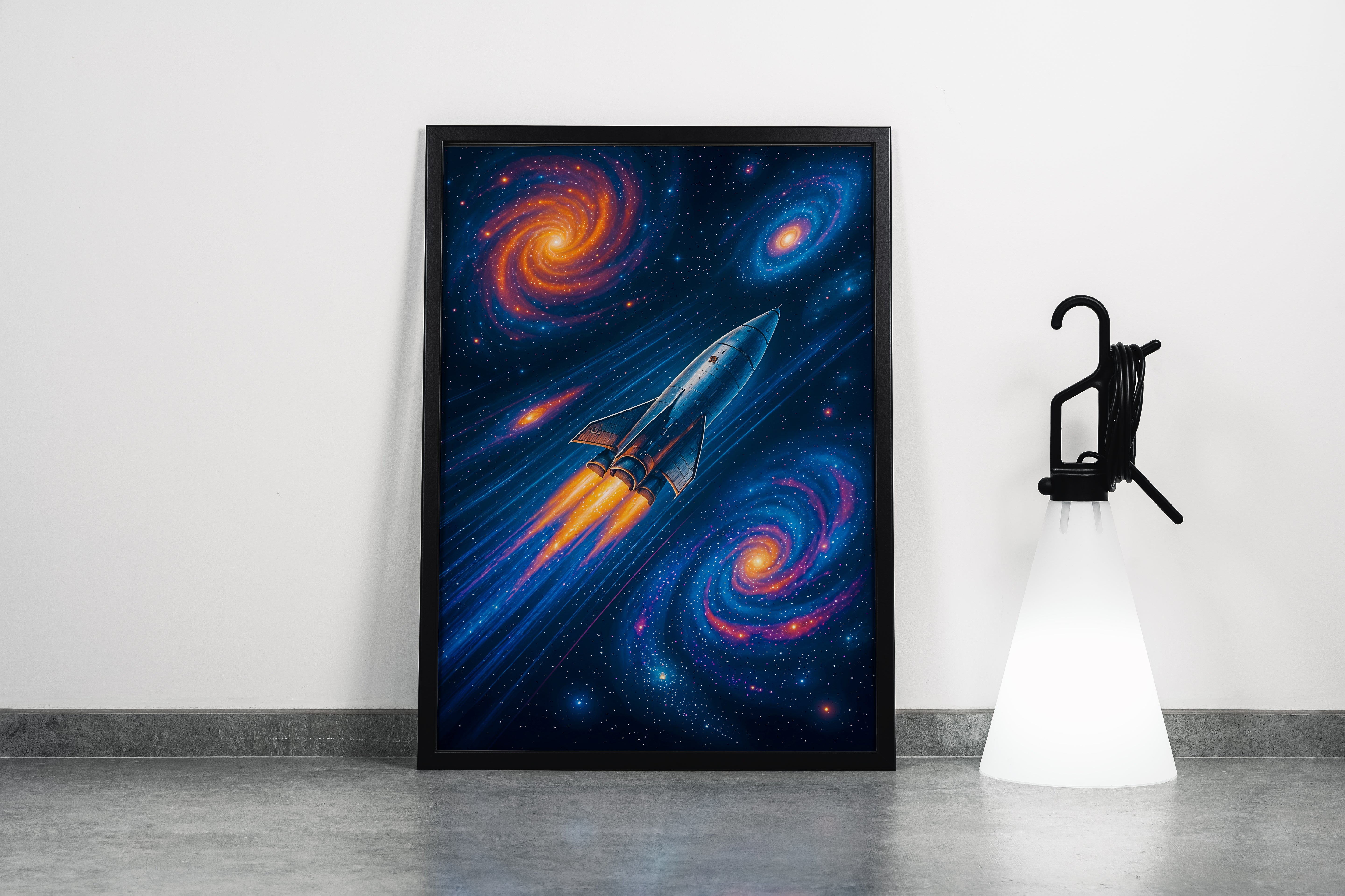 ai creation, spacecraft passing through nebulas, ai art, art, kanvas tablo