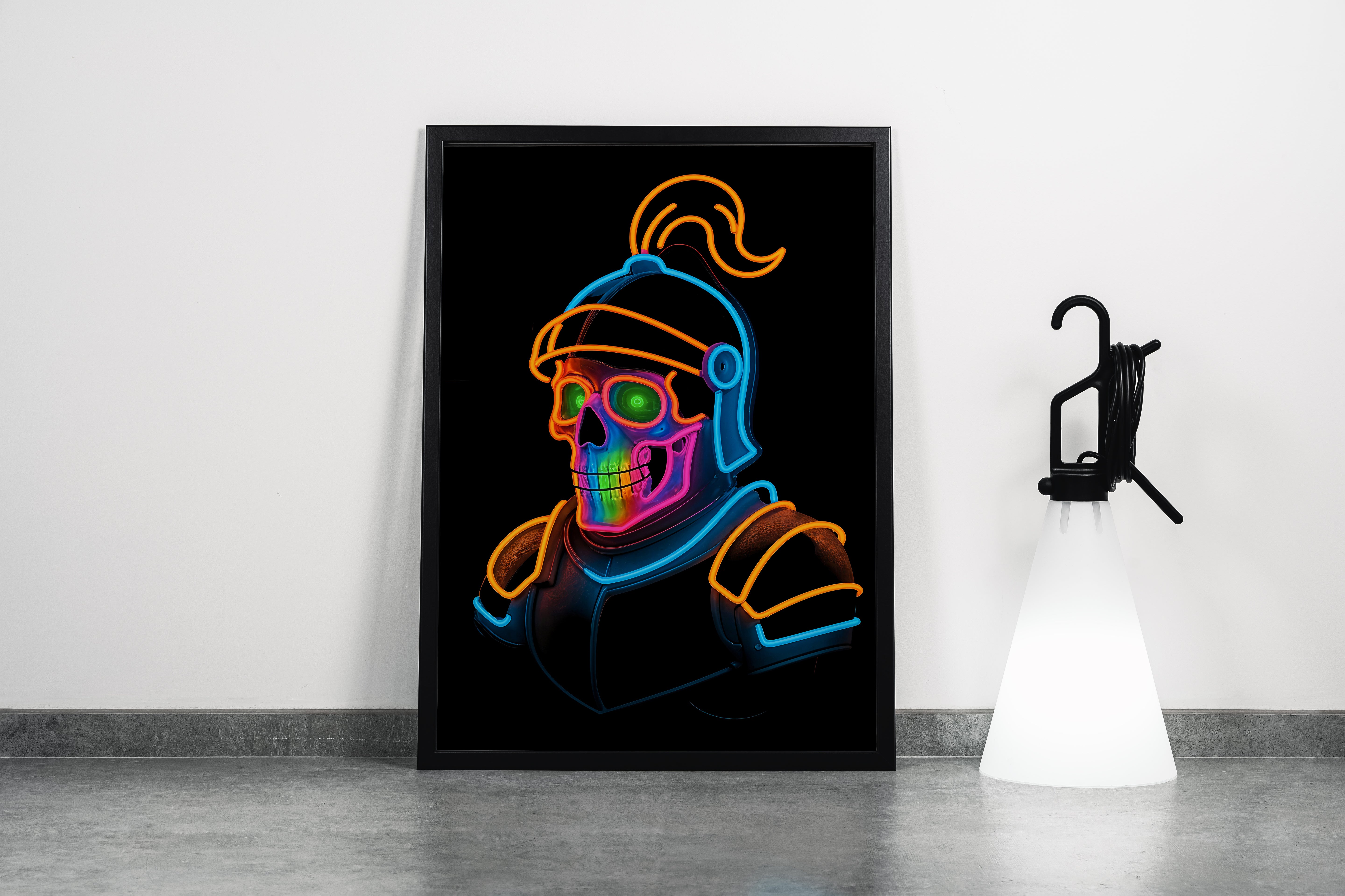 ai creation, laughing warrior skeleton, ai art, art, kanvas tablo