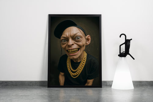 ai creation, psycho gollum and his necklaces, art, kanvas tablo
