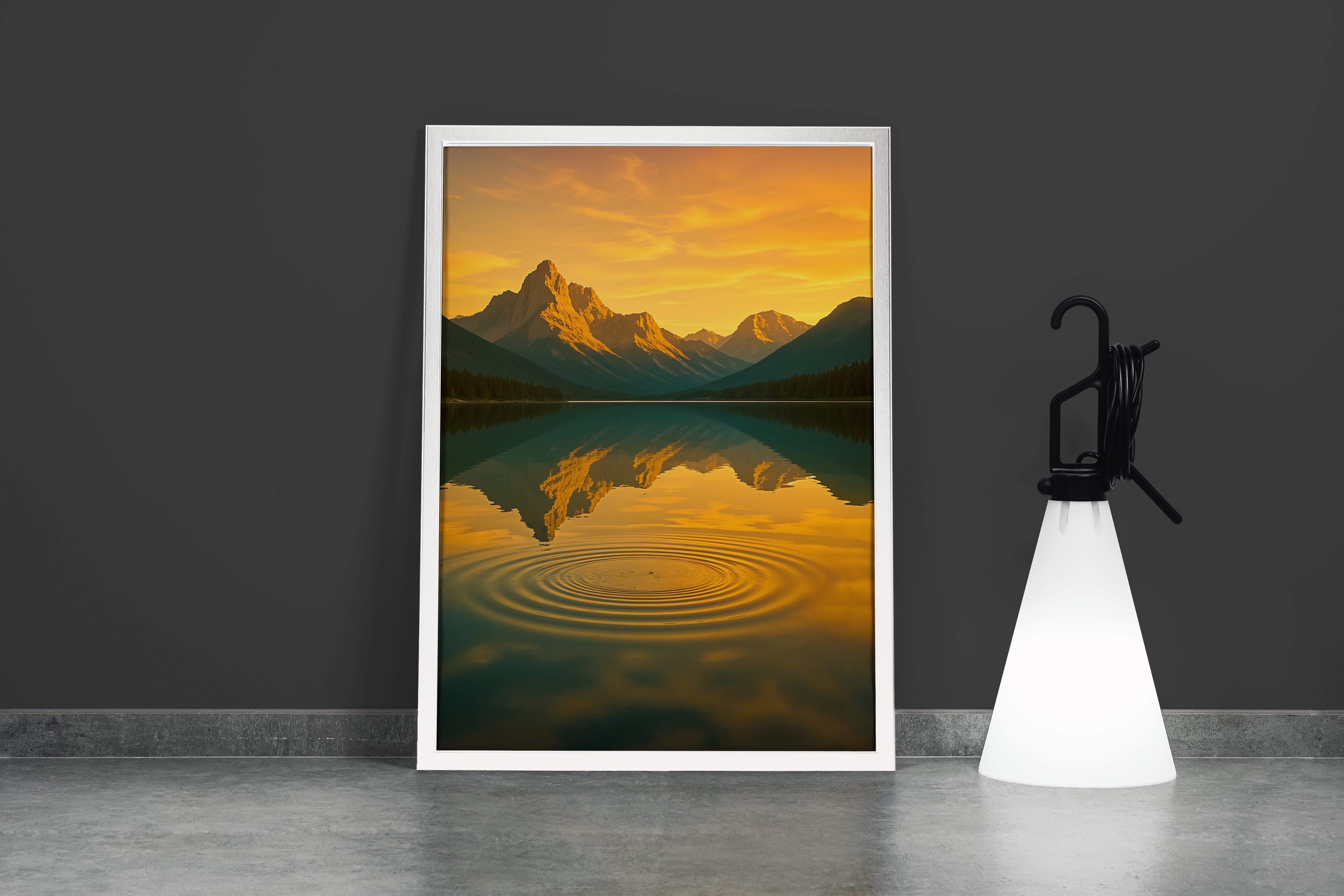 ai creation, mountain and river views, ai art, art, kanvas tablo