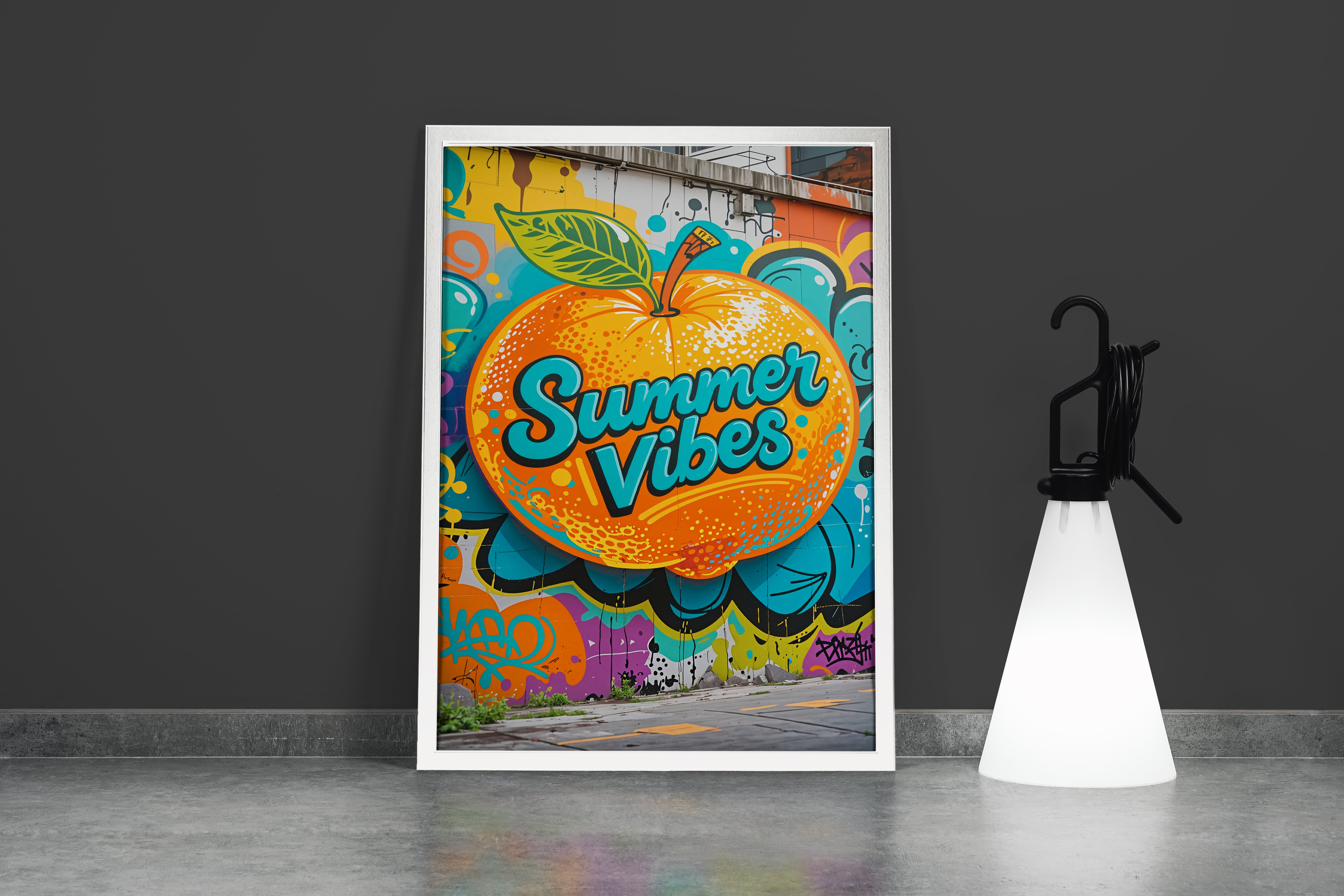 ai creation, summer vibes with graffiti, ai art, art, kanvas tablo