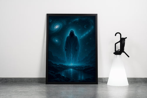 ai creation, giant man in black mystical cloak, ai art, art, kanvas tablo