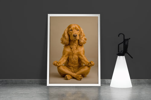 ai creation, dog performing yoga model 1, ai art, art, kanvas tablo