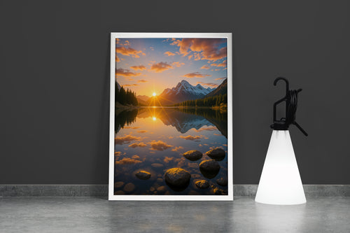 ai creation, the reflection of the sunset in the river, ai art, art, kanvas tablo