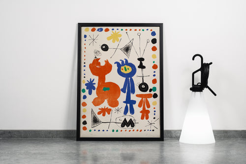 Joan Miró Renkli Figürler ve Semboller Kanvas Tablo