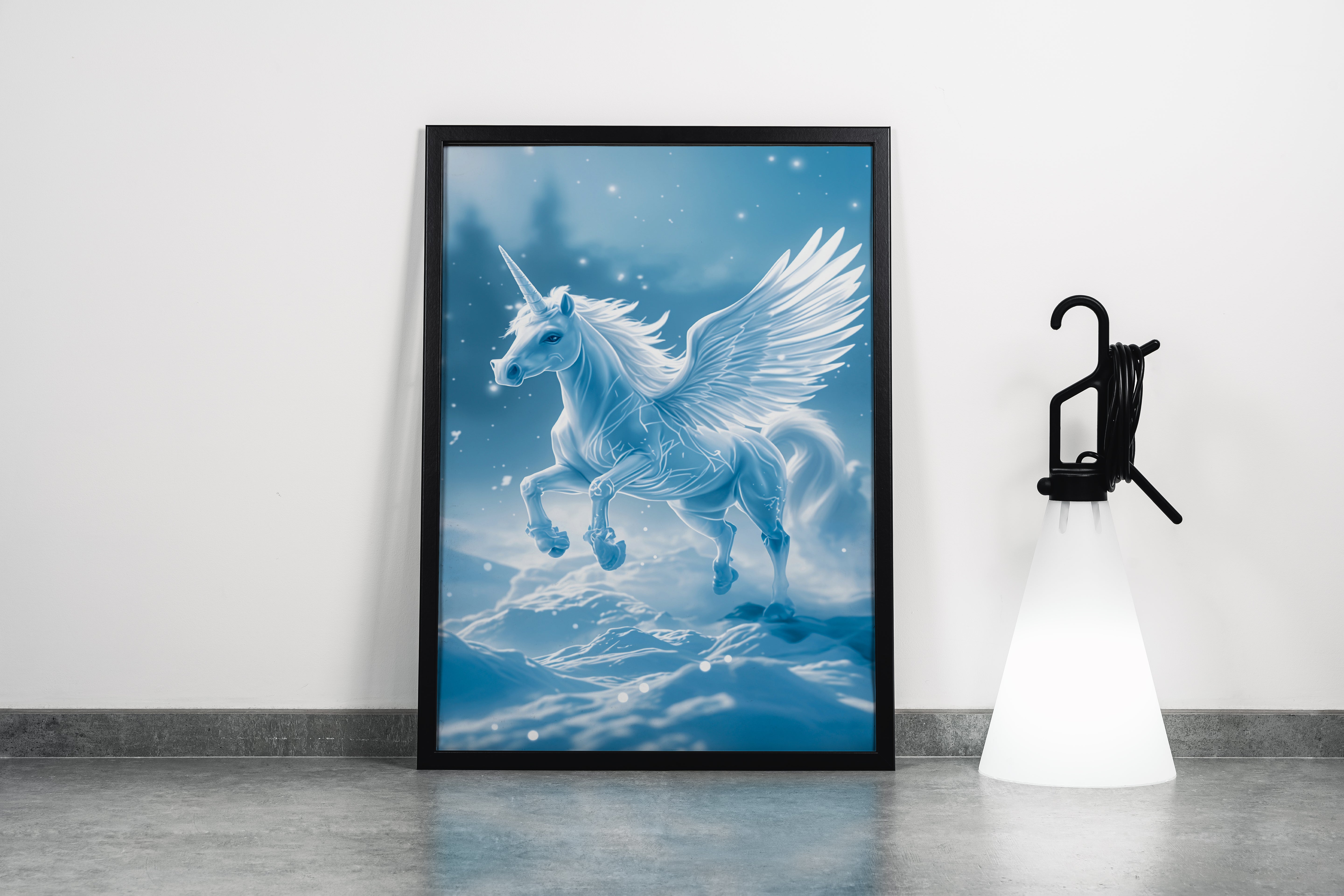 ai creation, unicorn in the ice, unicorn, pet, ai art, art, kanvas tablo