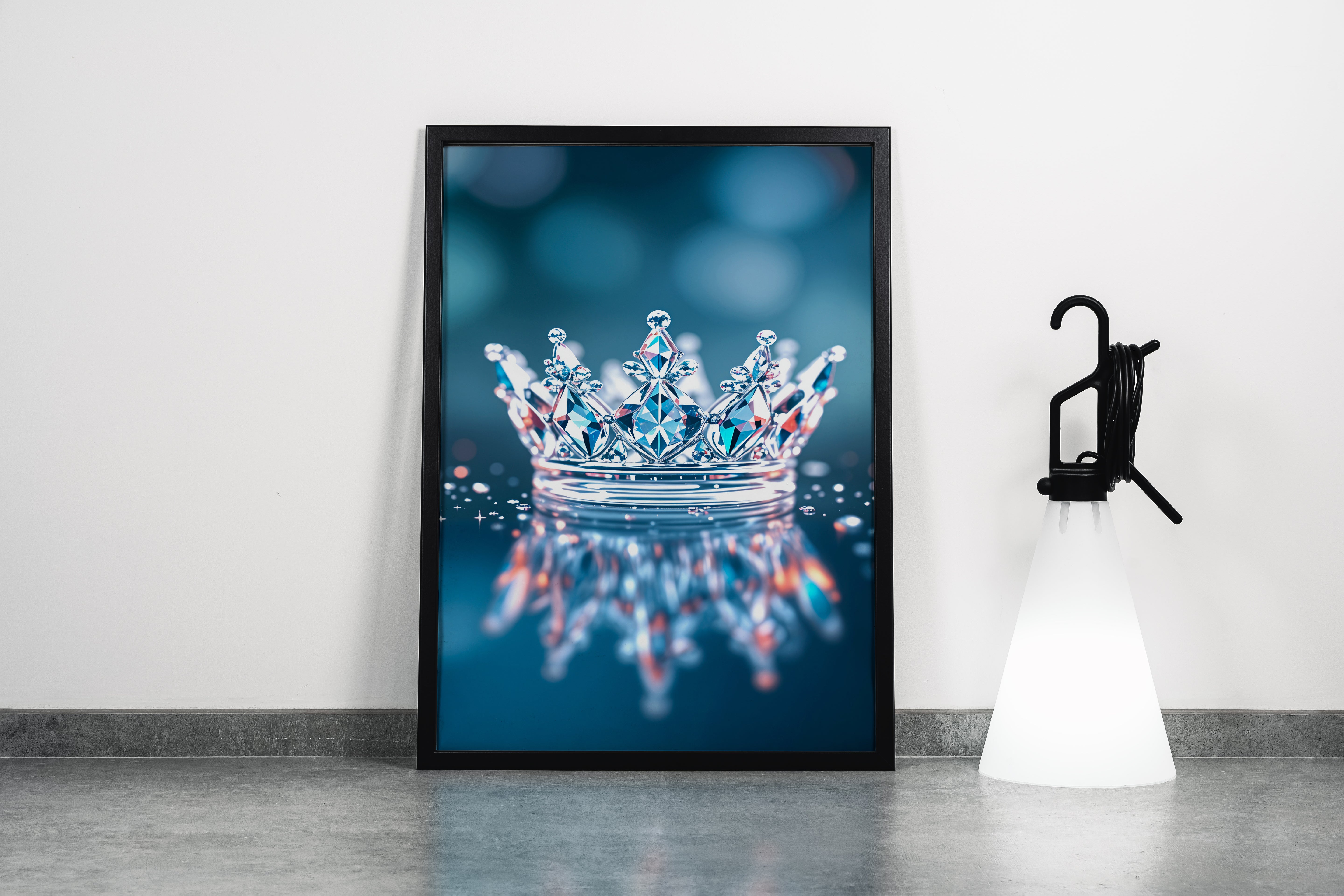 ai creation, crystal crown and its reflection, ai art, art, kanvas tablo