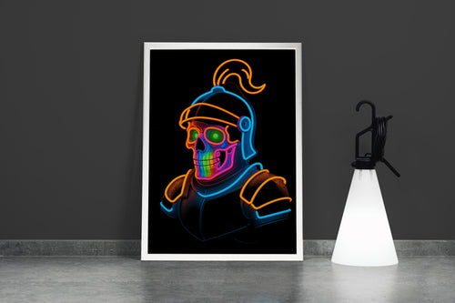 ai creation, laughing warrior skeleton, ai art, art, kanvas tablo