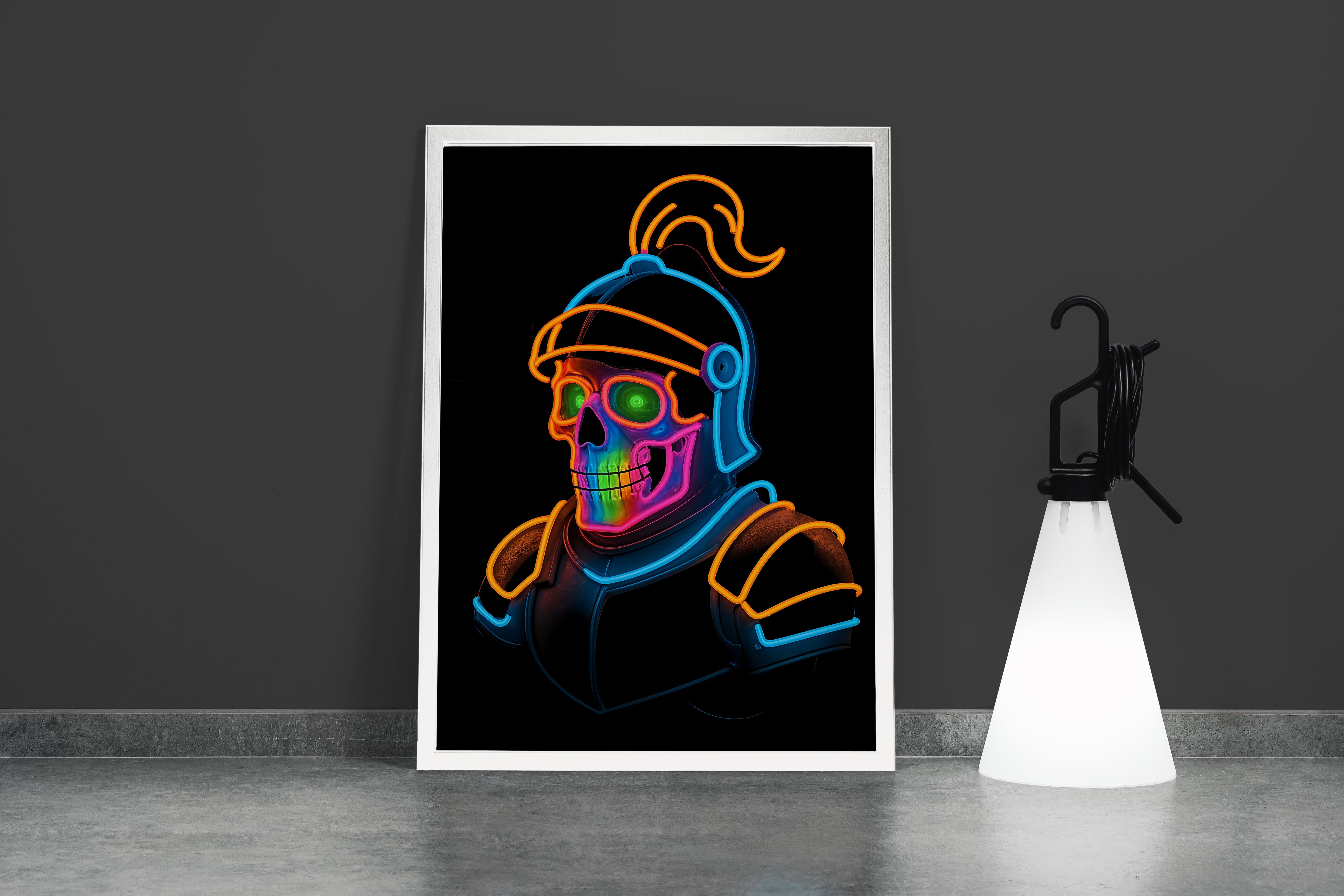 ai creation, laughing warrior skeleton, ai art, art, kanvas tablo