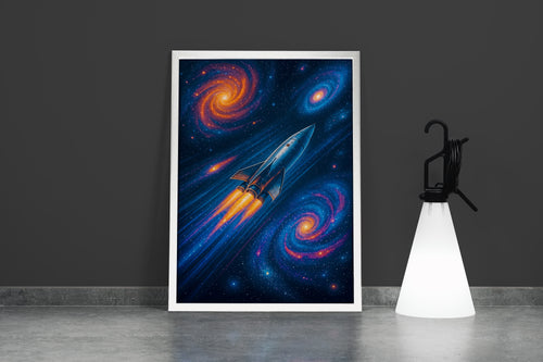 ai creation, spacecraft passing through nebulas, ai art, art, kanvas tablo