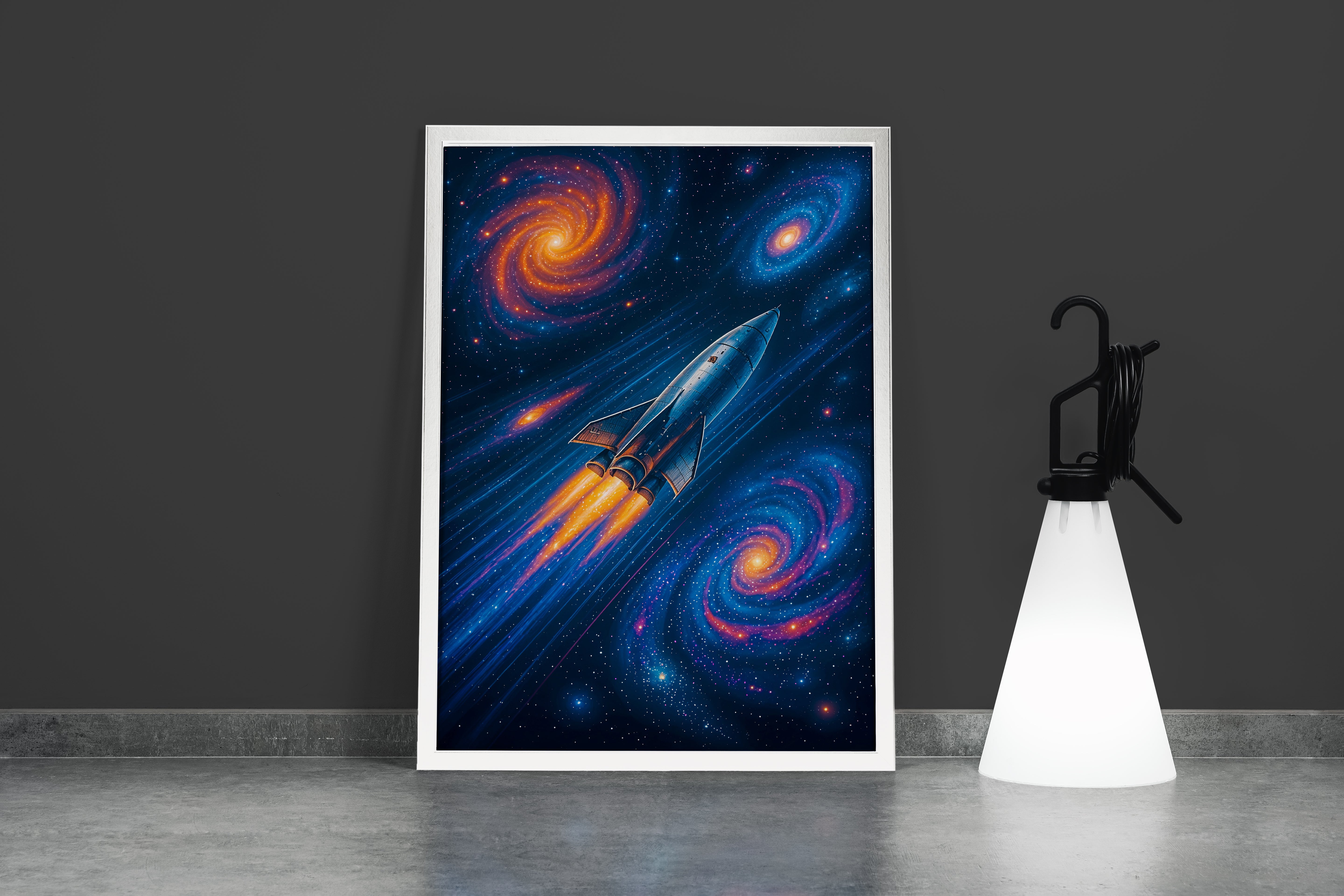 ai creation, spacecraft passing through nebulas, ai art, art, kanvas tablo