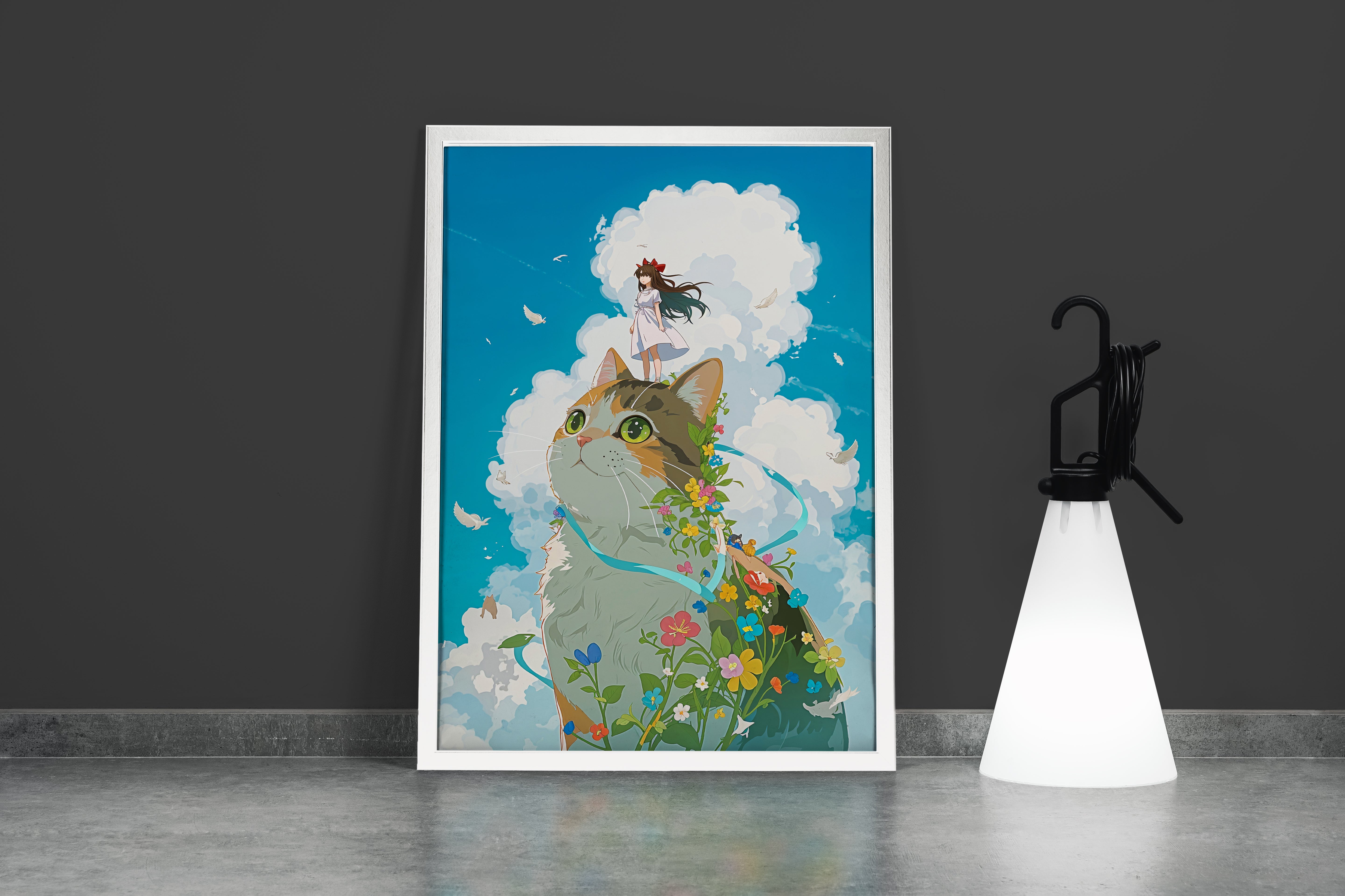 ai creation, Studio Ghibli themed cat, pet, ai art, art, kanvas tablo
