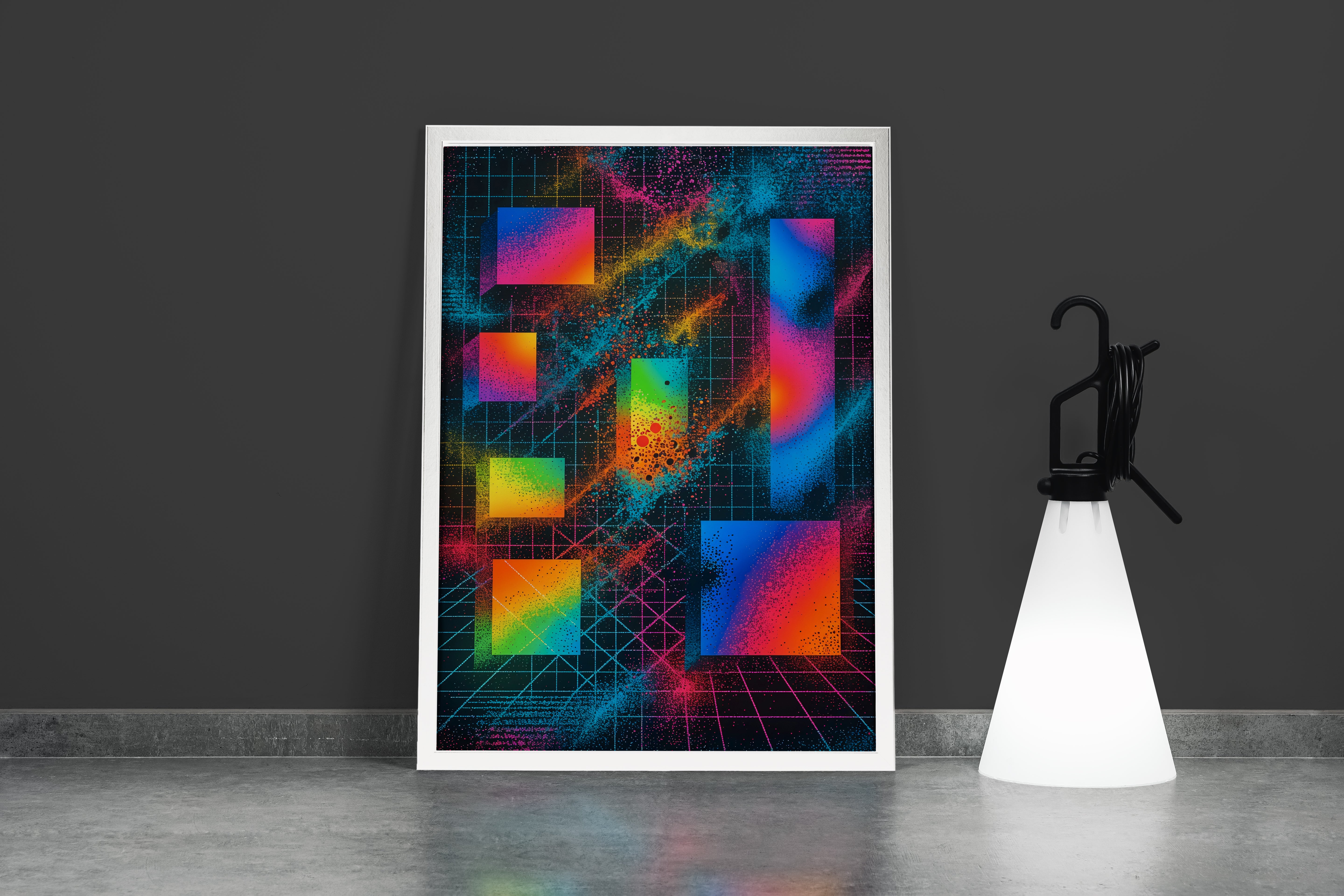 ai creation, colorful cube pieces scattered model 2, ai art, art, kanvas tablo