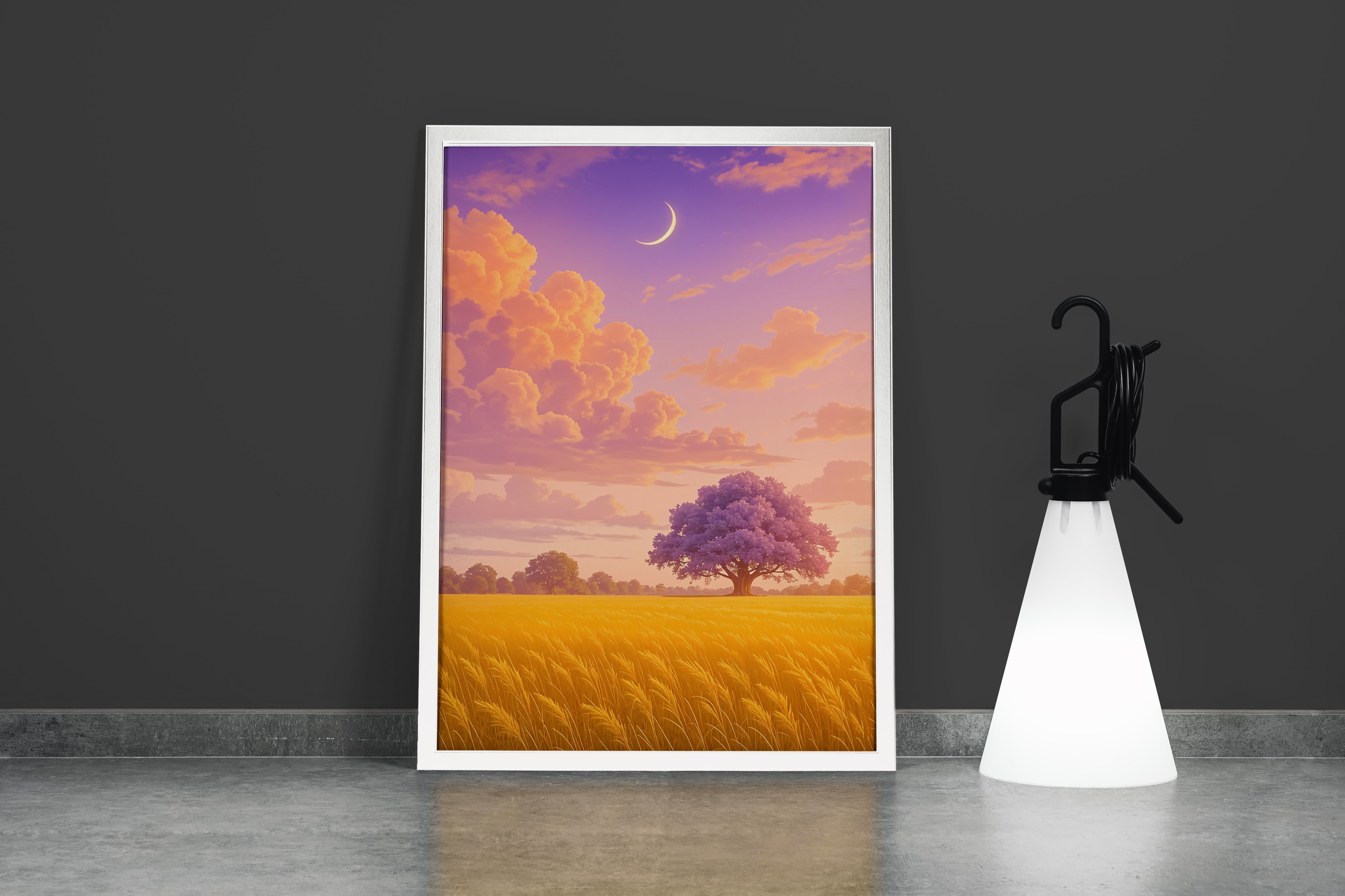 ai creation, sunset in the field, ai art, art, kanvas tablo