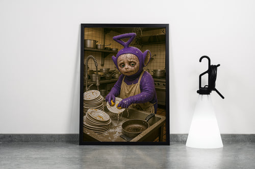 ai creation, dishwashing teletubbies model 1, ai art, art, kanvas tablo