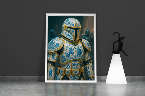 Çini Desenli Porselen Mandalorian Zırhı Star Wars Temalı Pop Art Kanvas Tablo