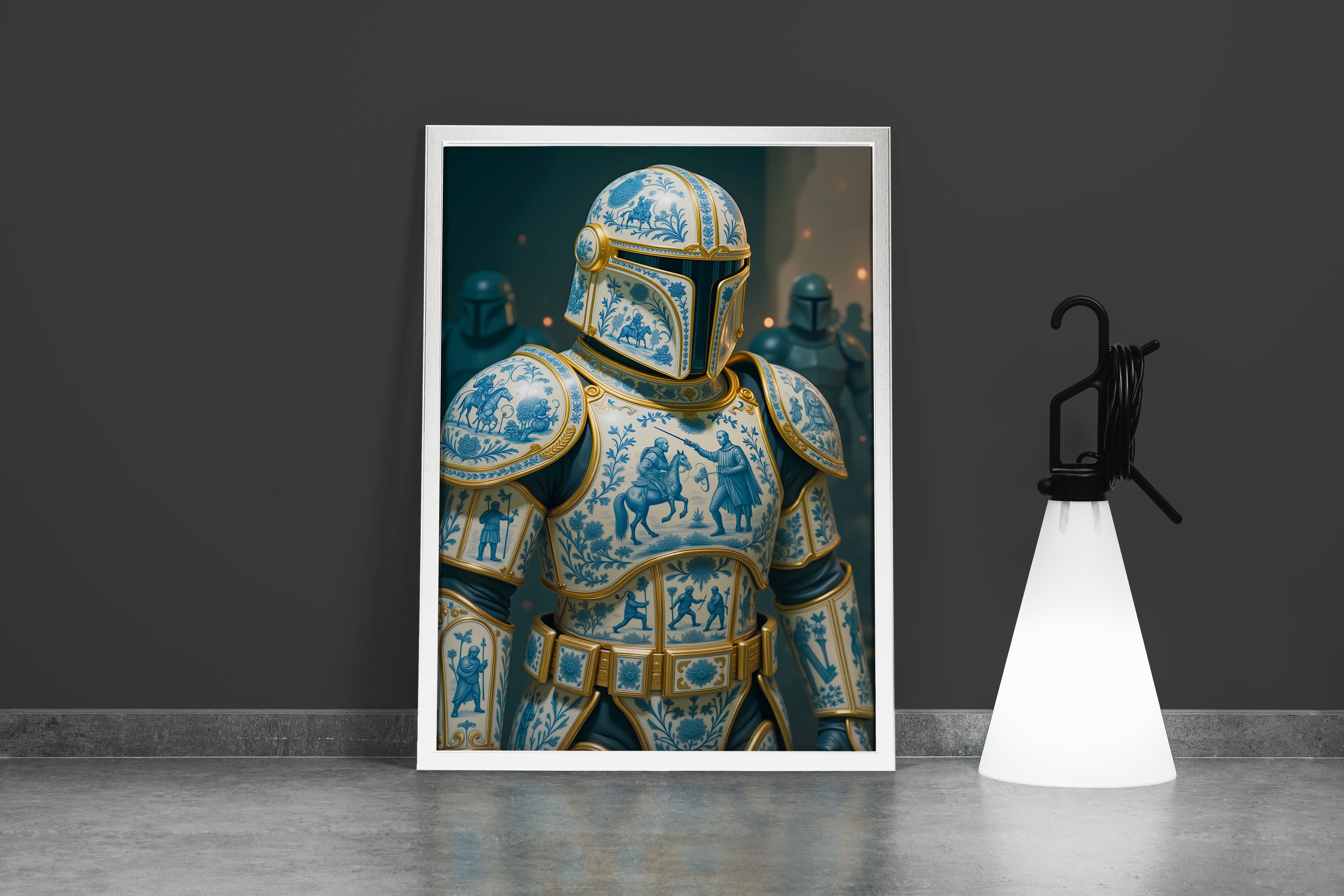 Çini Desenli Porselen Mandalorian Zırhı Star Wars Temalı Pop Art Kanvas Tablo
