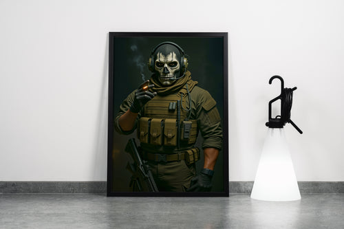 Call of Duty Modern Warfare'in İkonik Karakteri Simon "Ghost" Riley Kurukafa Maskeli Asker Kanvas Tablo