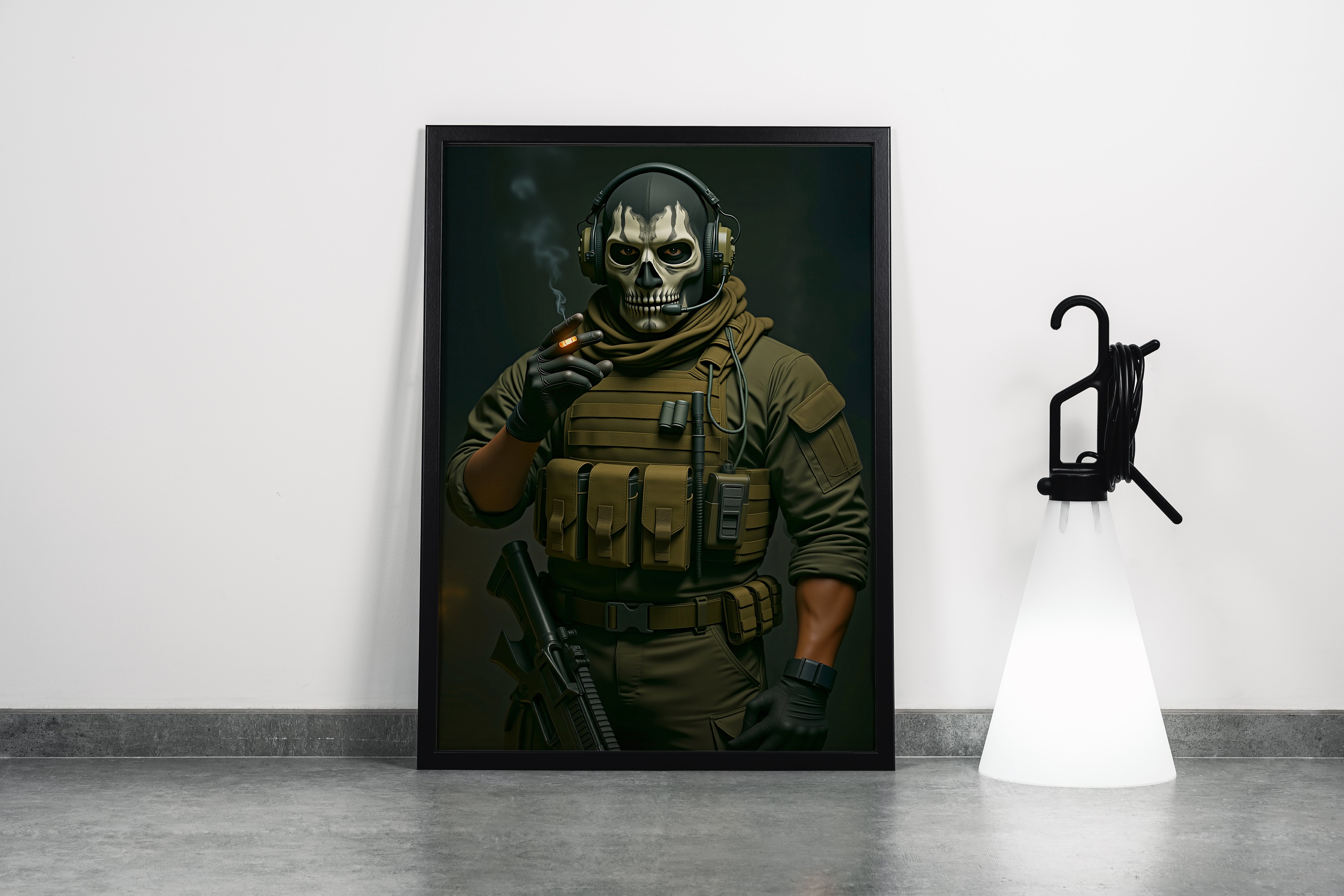 Call of Duty Modern Warfare'in İkonik Karakteri Simon "Ghost" Riley Kurukafa Maskeli Asker Kanvas Tablo