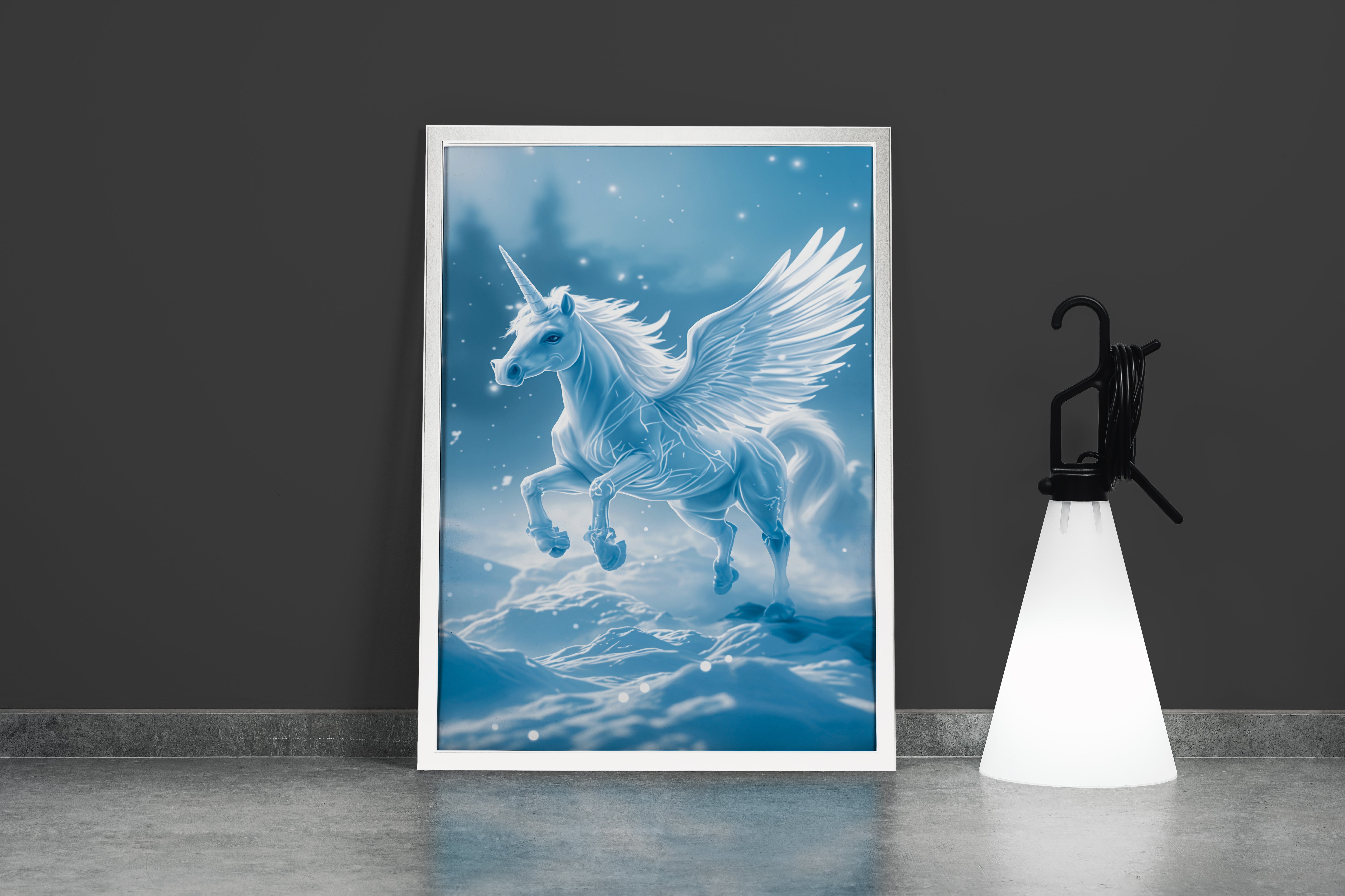 ai creation, unicorn in the ice, unicorn, pet, ai art, art, kanvas tablo