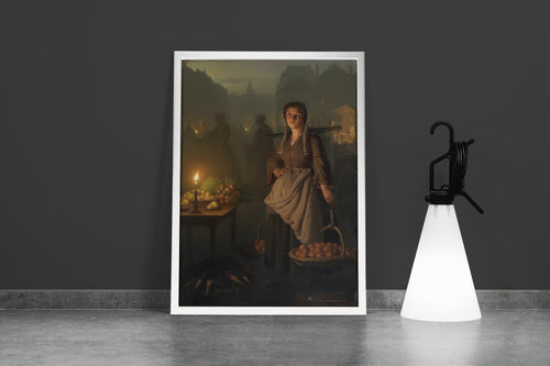 Petrus van Schendel Gece Pazarı Meyve Satıcısı Kanvas Tablo