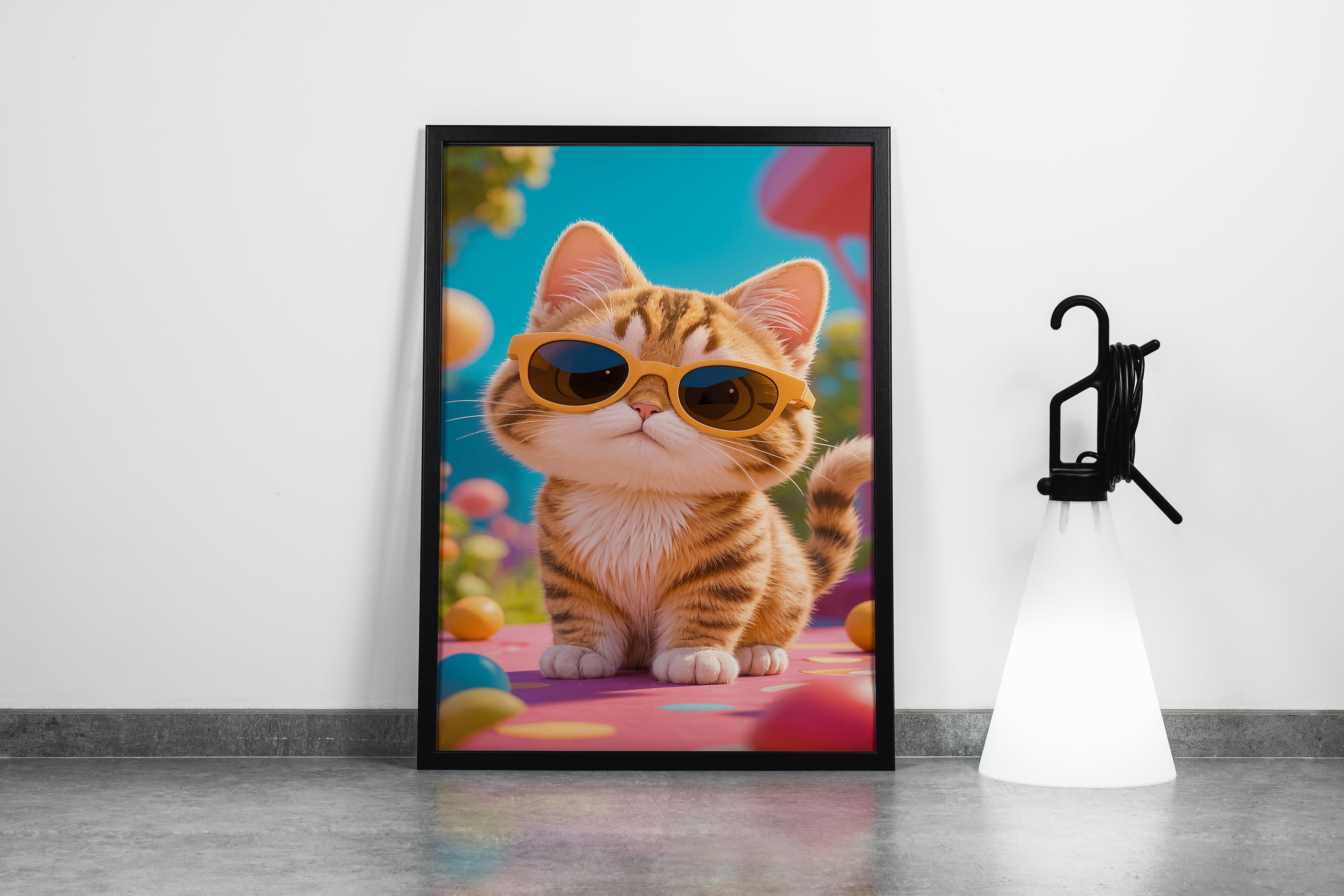 ai creation, plush orange cat with glasses, pet, ai art, art, kanvas tablo