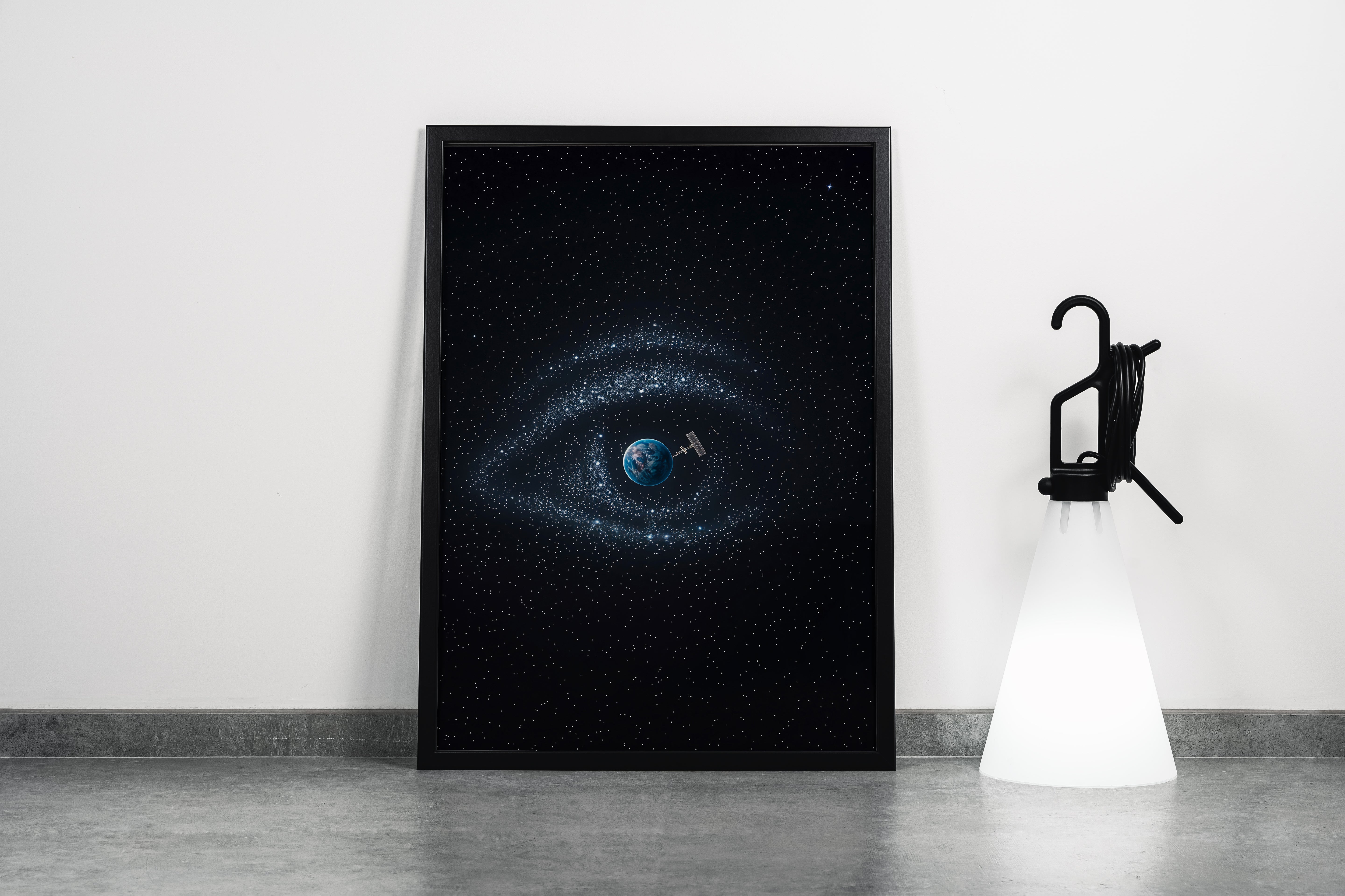 ai creation, stars shaped like eyes, orbiting the earth, ai art, art, kanvas tablo
