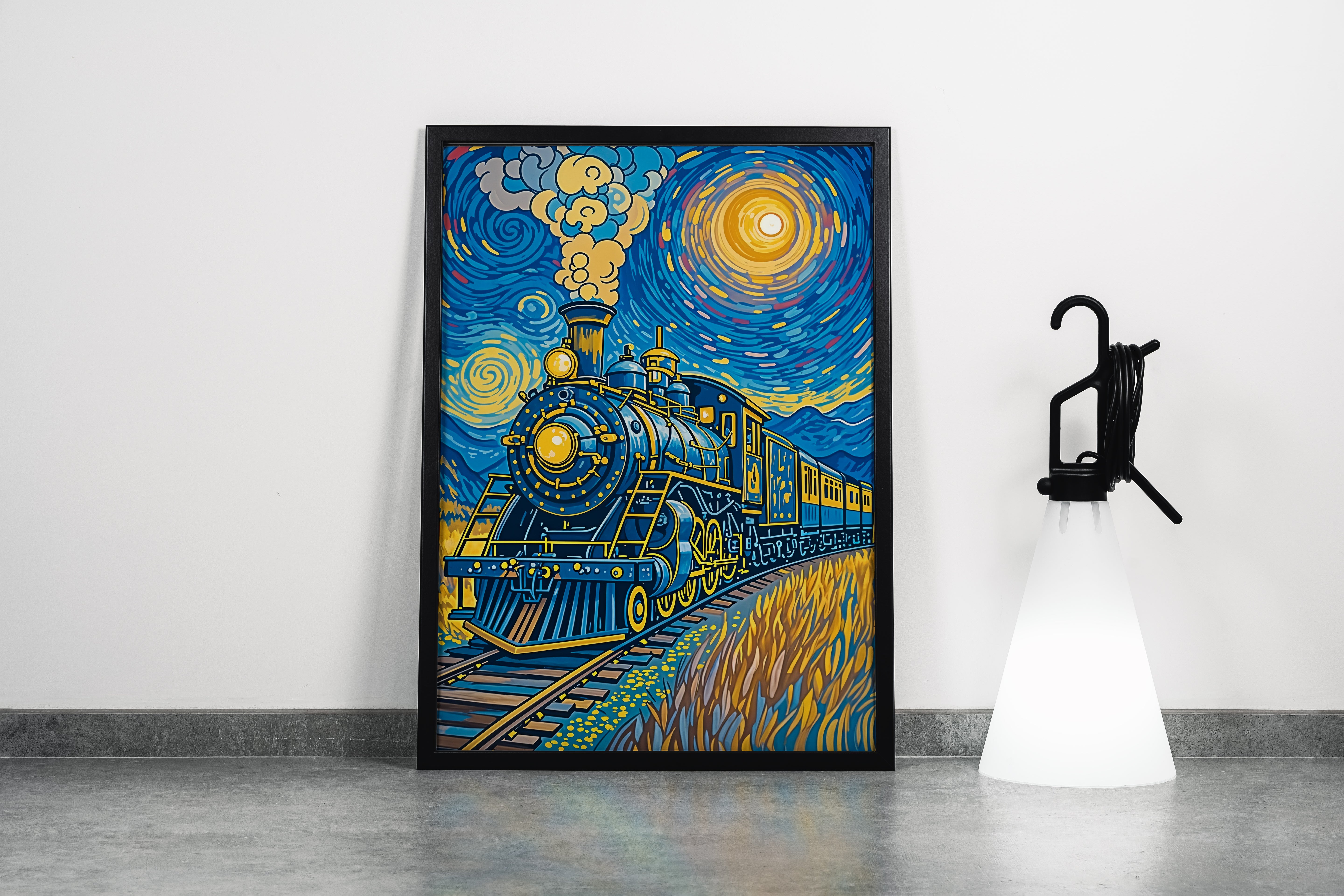 ai creation, Van Gogh themed train, ai art, art, kanvas tablo