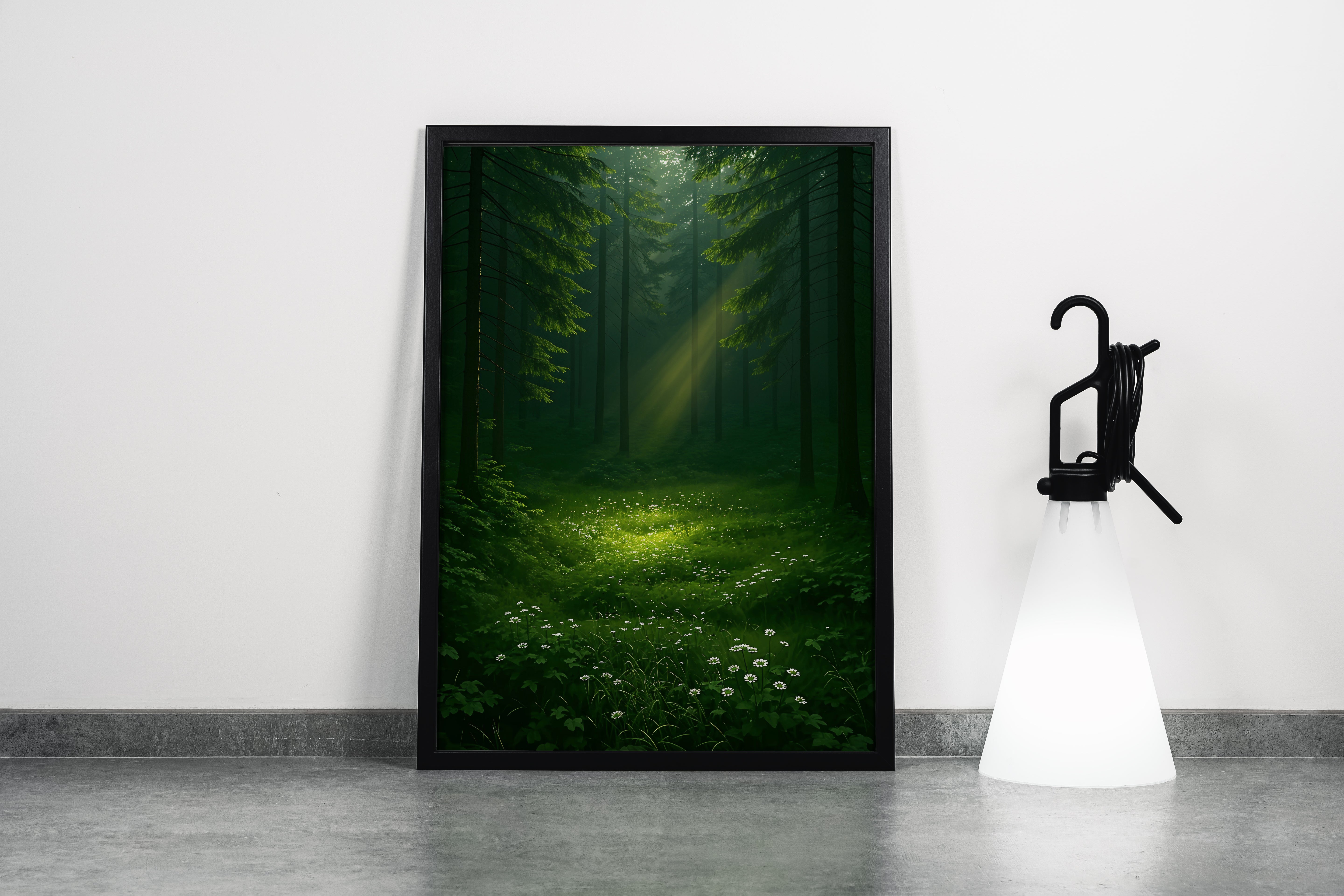 ai creation, a forest in very deep green tones, ai art, art, kanvas tablo