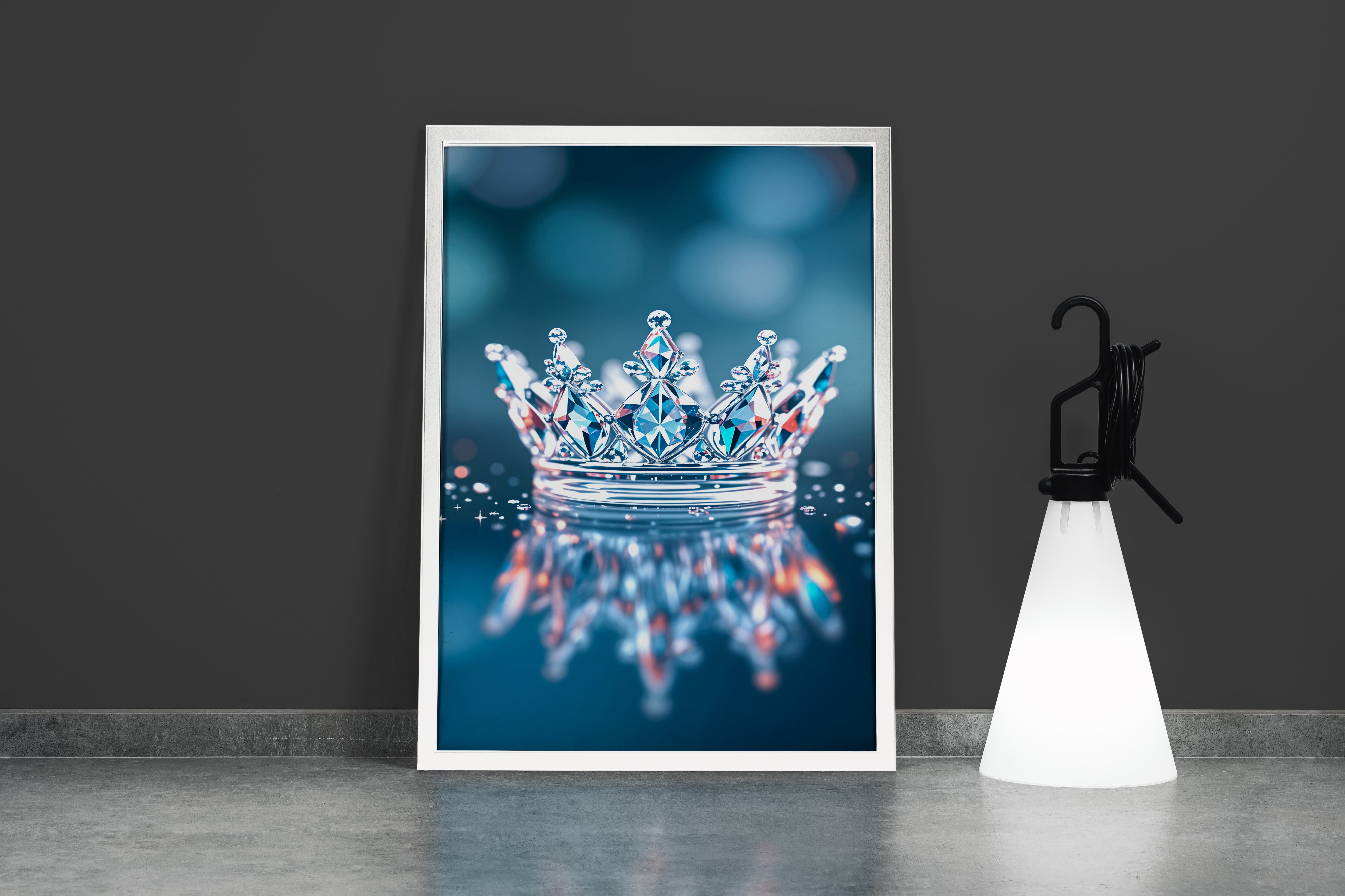 ai creation, crystal crown and its reflection, ai art, art, kanvas tablo